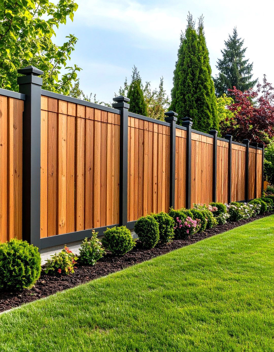 Mixed Material Privacy Fence - 20 Privacy Fence Ideas