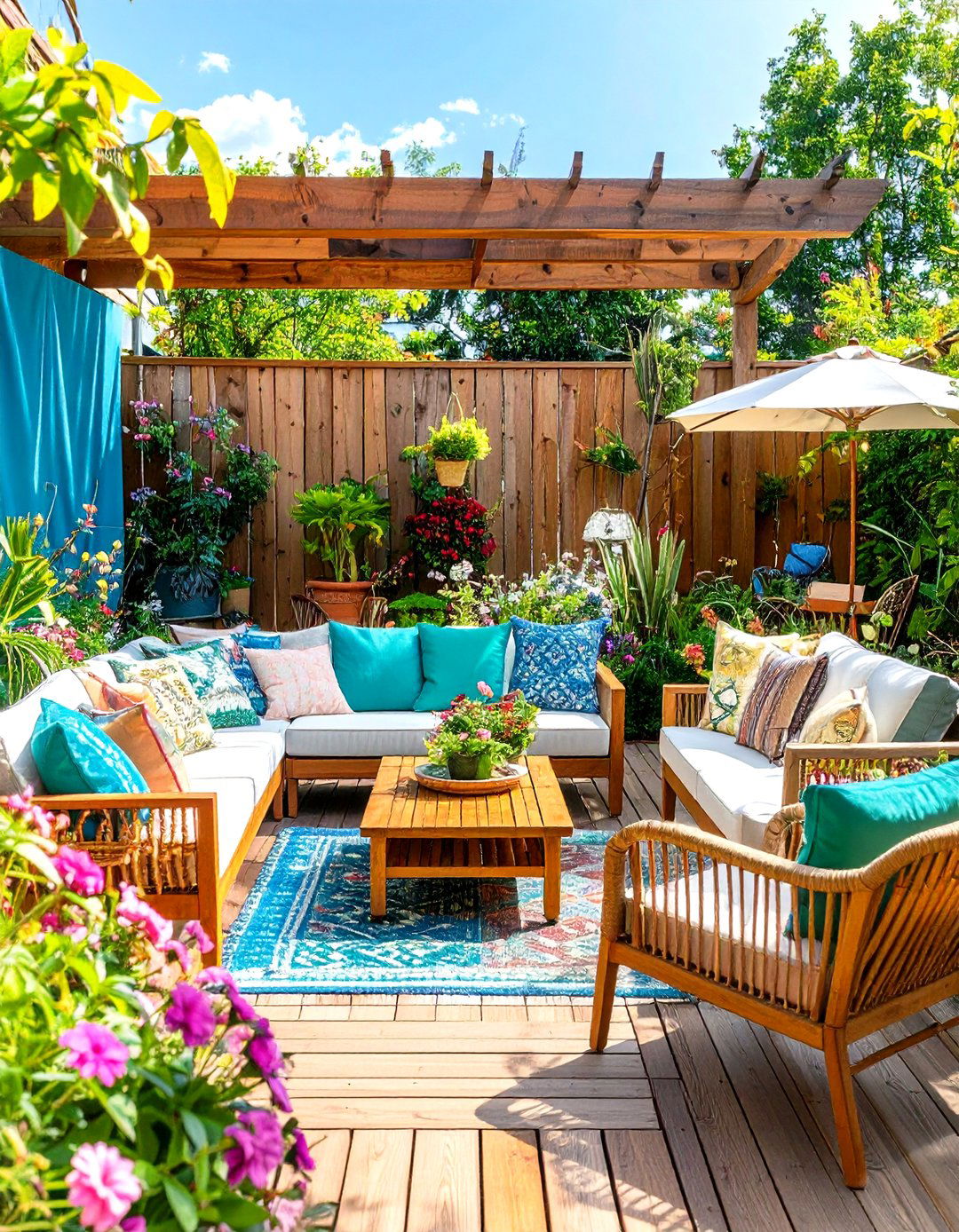 Mixed Material Privacy Patio Collage - 20 Privacy Patio Ideas