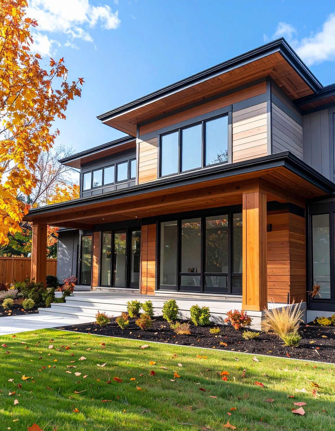Mixed Material Wainscoting Blending Wood and Metal - 20 Exterior Wainscoting Ideas
