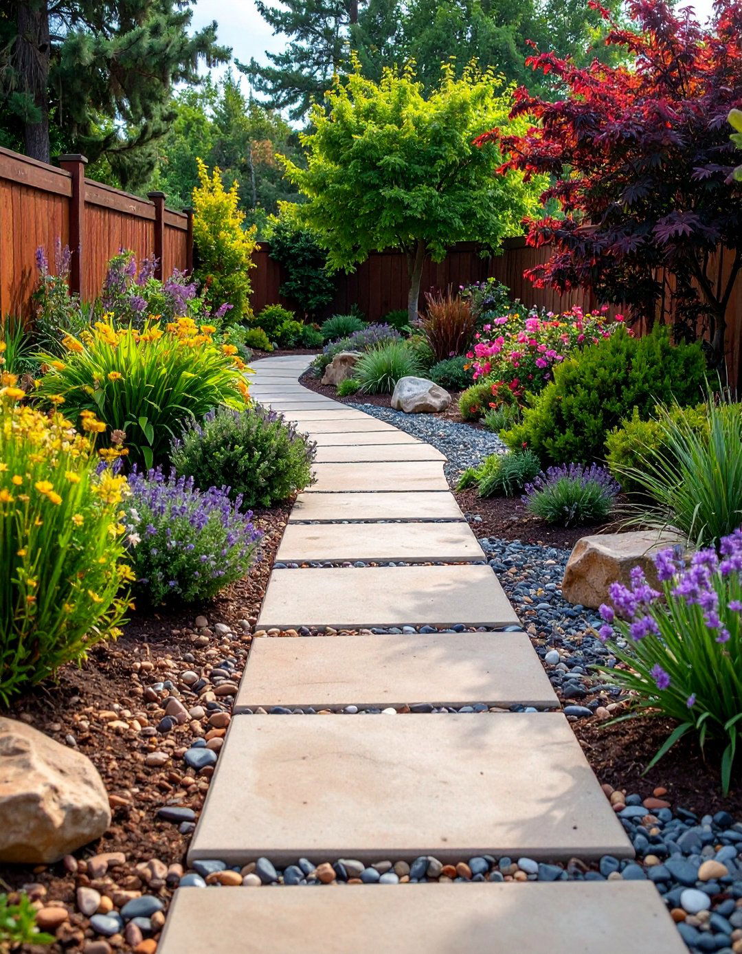 Mixed Material Walkway Combining Pavers and Gravel - 20 Front Walkway Ideas