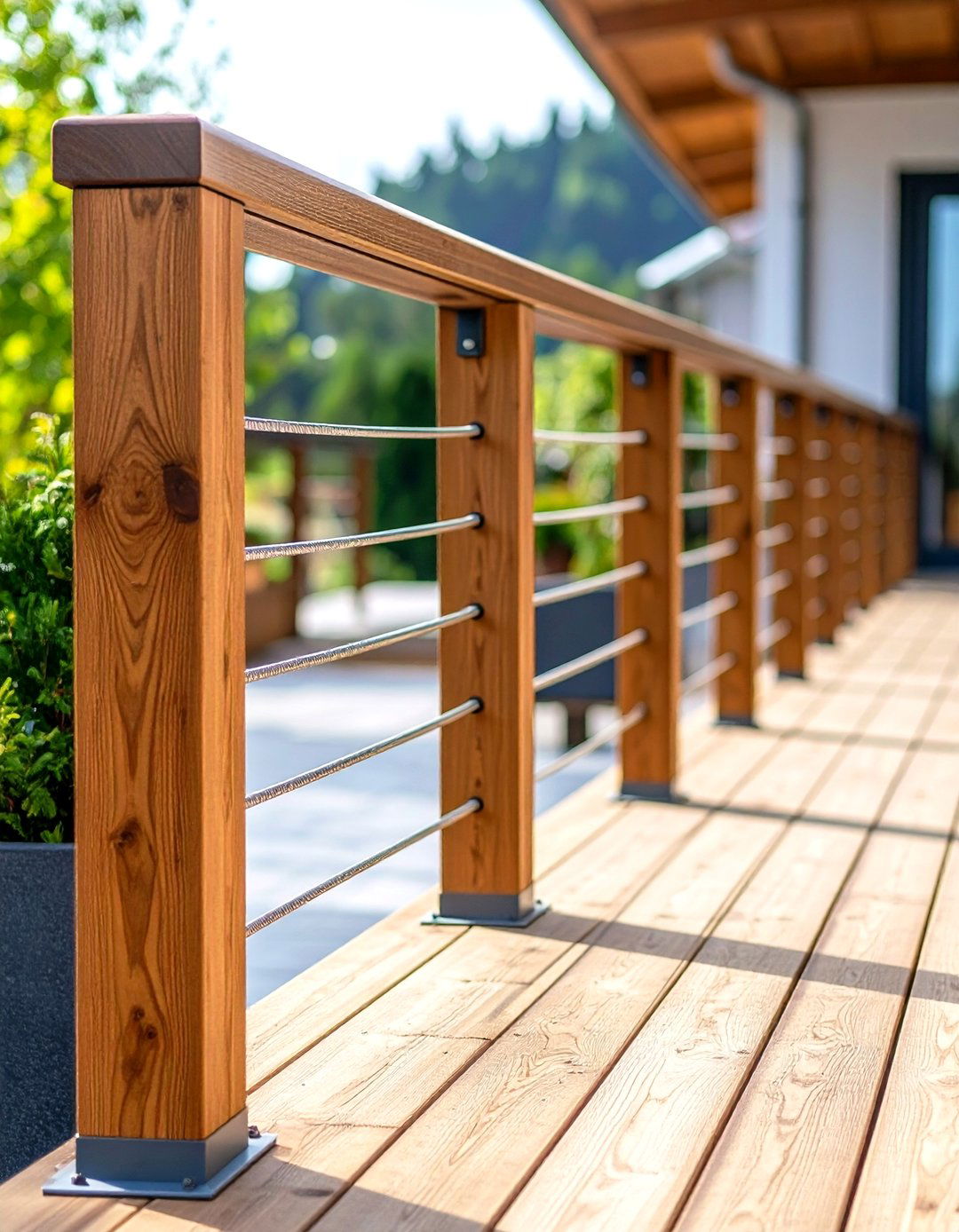 Mixed Material Wood Deck Railing - 20 Wood Deck Railing Ideas