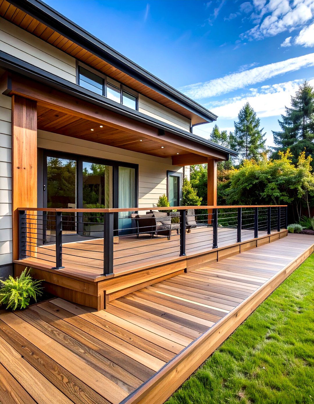 Mixed Material Wood Metal Deck Railing - 20 Metal Deck Railing Ideas