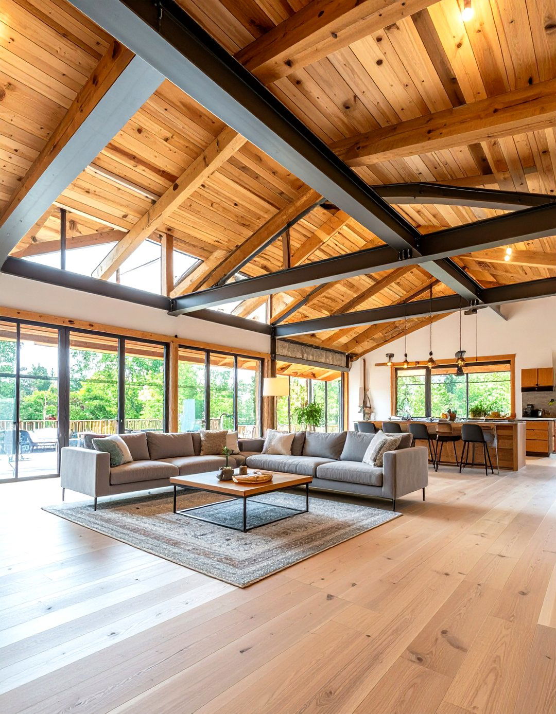 Mixed Material Wood and Metal Ceiling Design - 20 Wood Ceiling Ideas