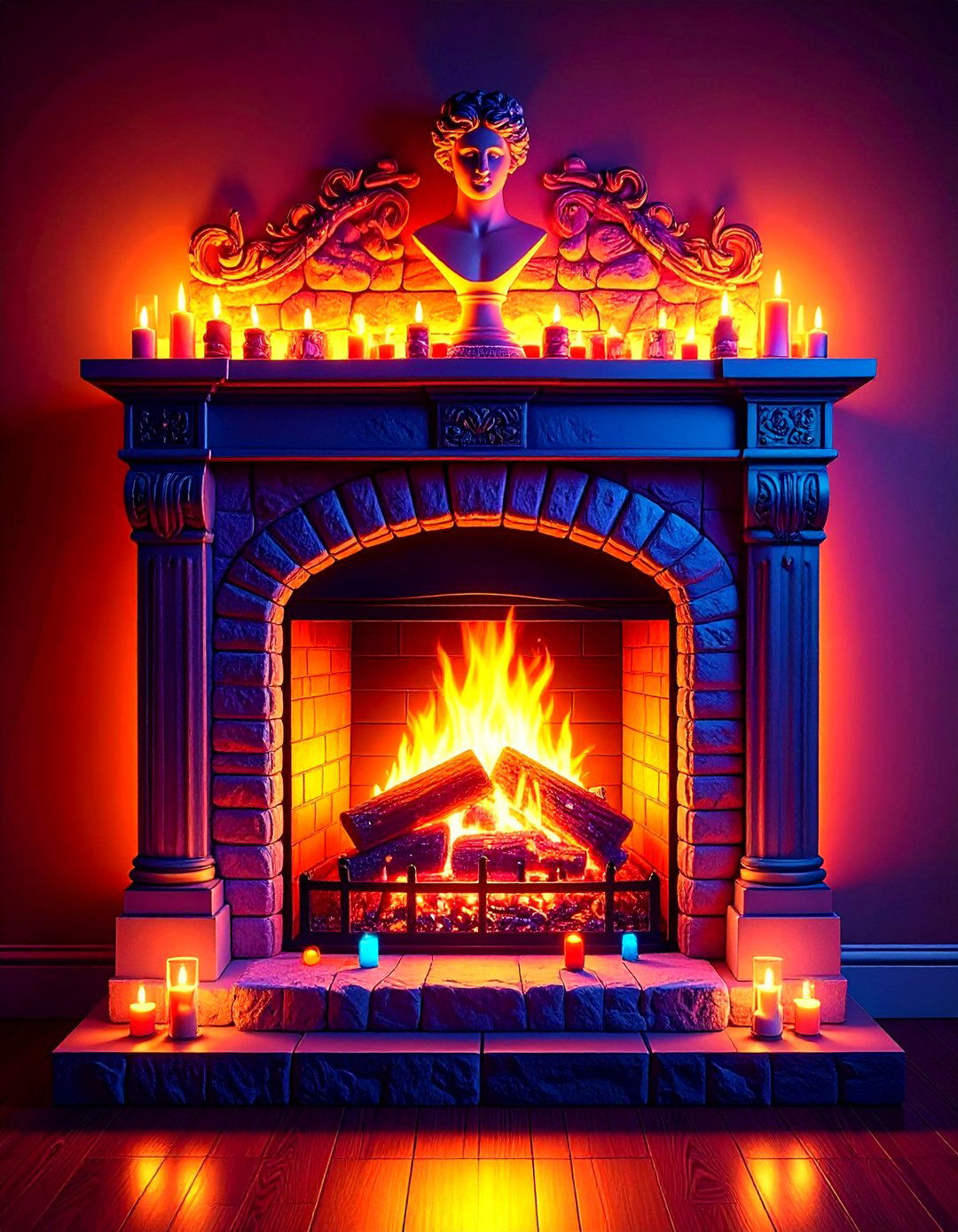 Mixed Media Art Showcase Faux Fireplace - 20 Faux Fireplace Ideas