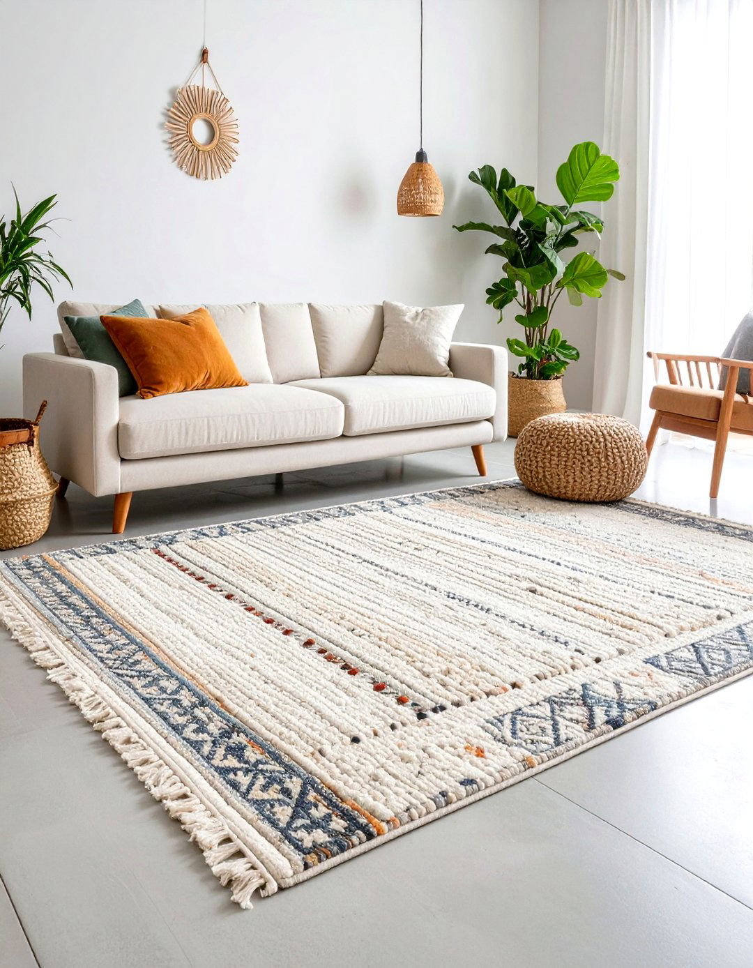 Mixed Media Textural Boho Rug - 20 Boho Rug Ideas