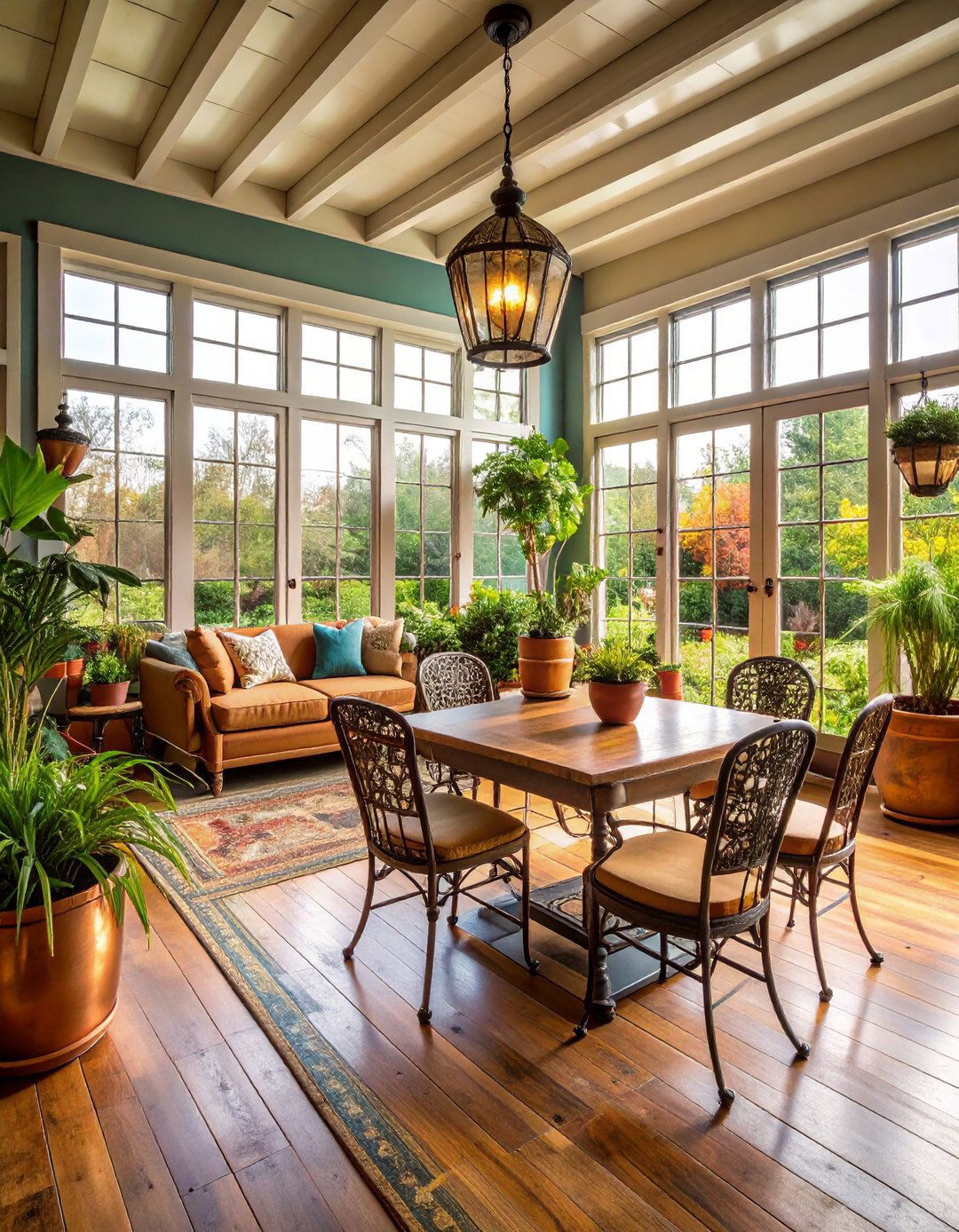 Mixed Metal Accents to Complement Your Sunroom - 20 Rustic Sunroom Ideas