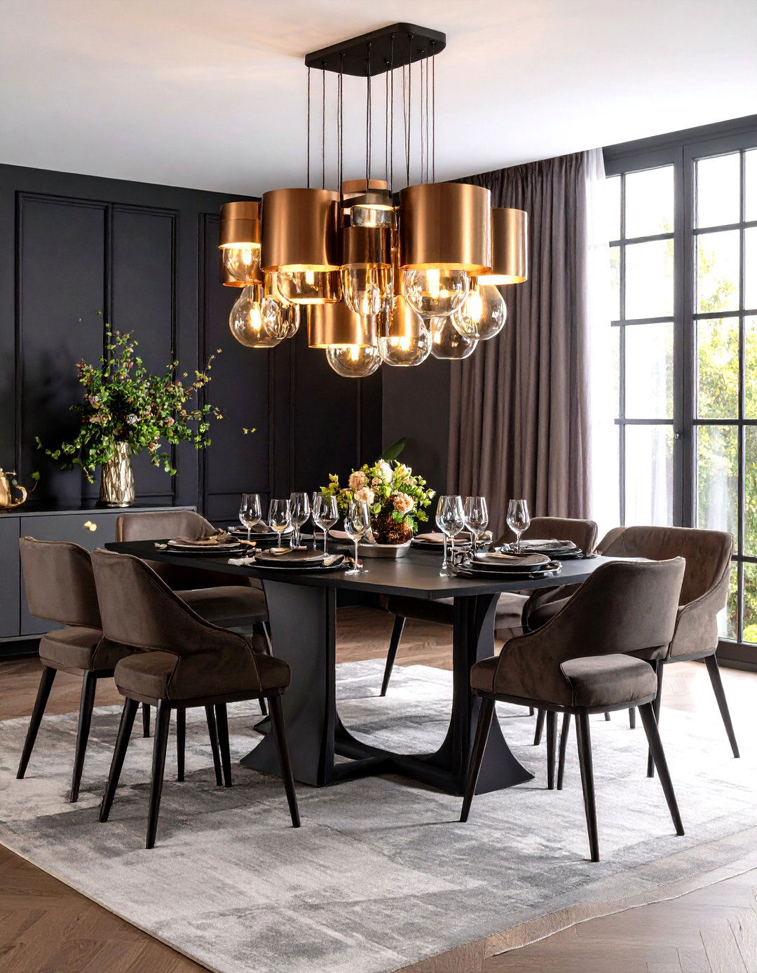 Mixed Metal Fixtures Elevate Modern Dining Room Lighting - 20 Dining Room Lighting Ideas