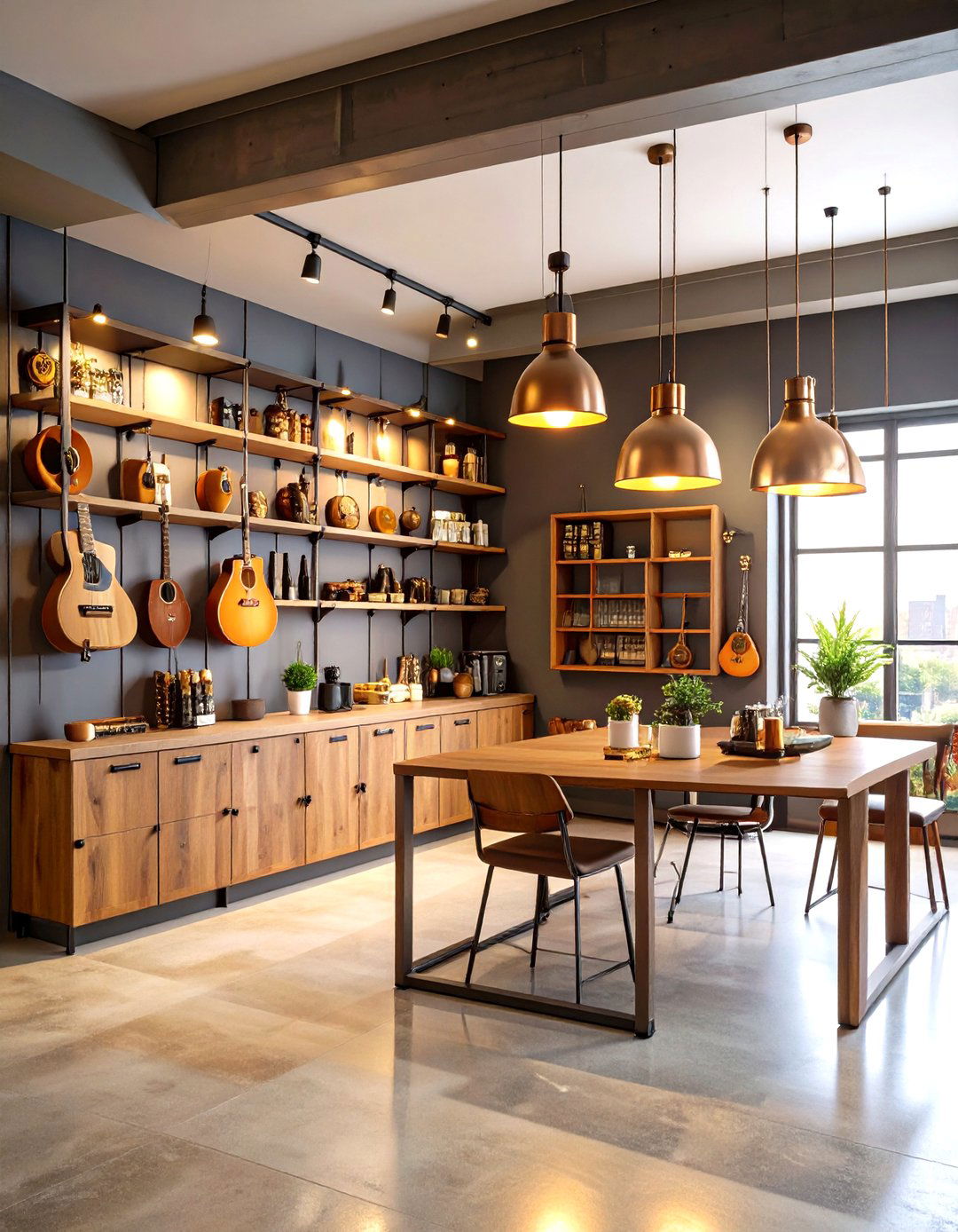 Mixed Metal Guitar Room Fixtures - 20 Guitar Room Ideas
