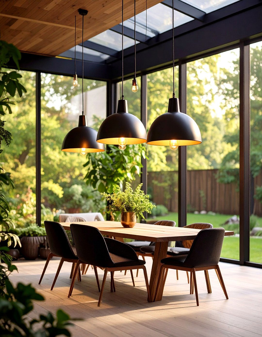 Mixed Metal Lighting for Collected Appeal - 20 Farmhouse Sunroom Ideas
