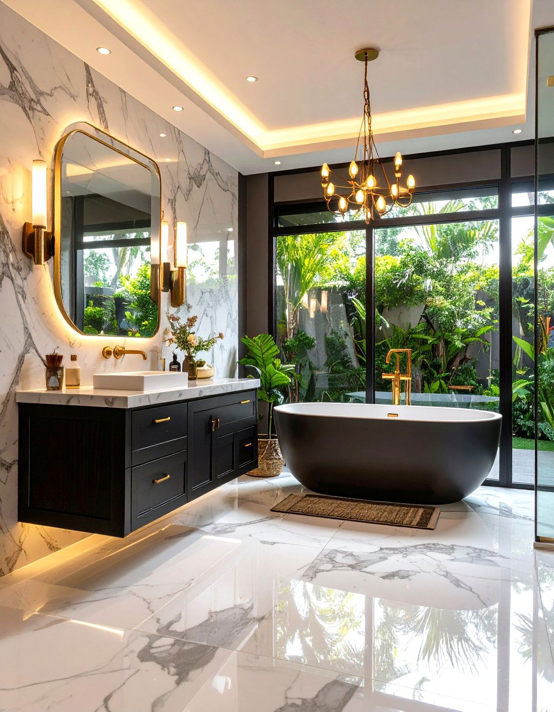 Mixed Metal Marble Bathroom Contemporary Sophistication - 20 Marble Bathroom Ideas