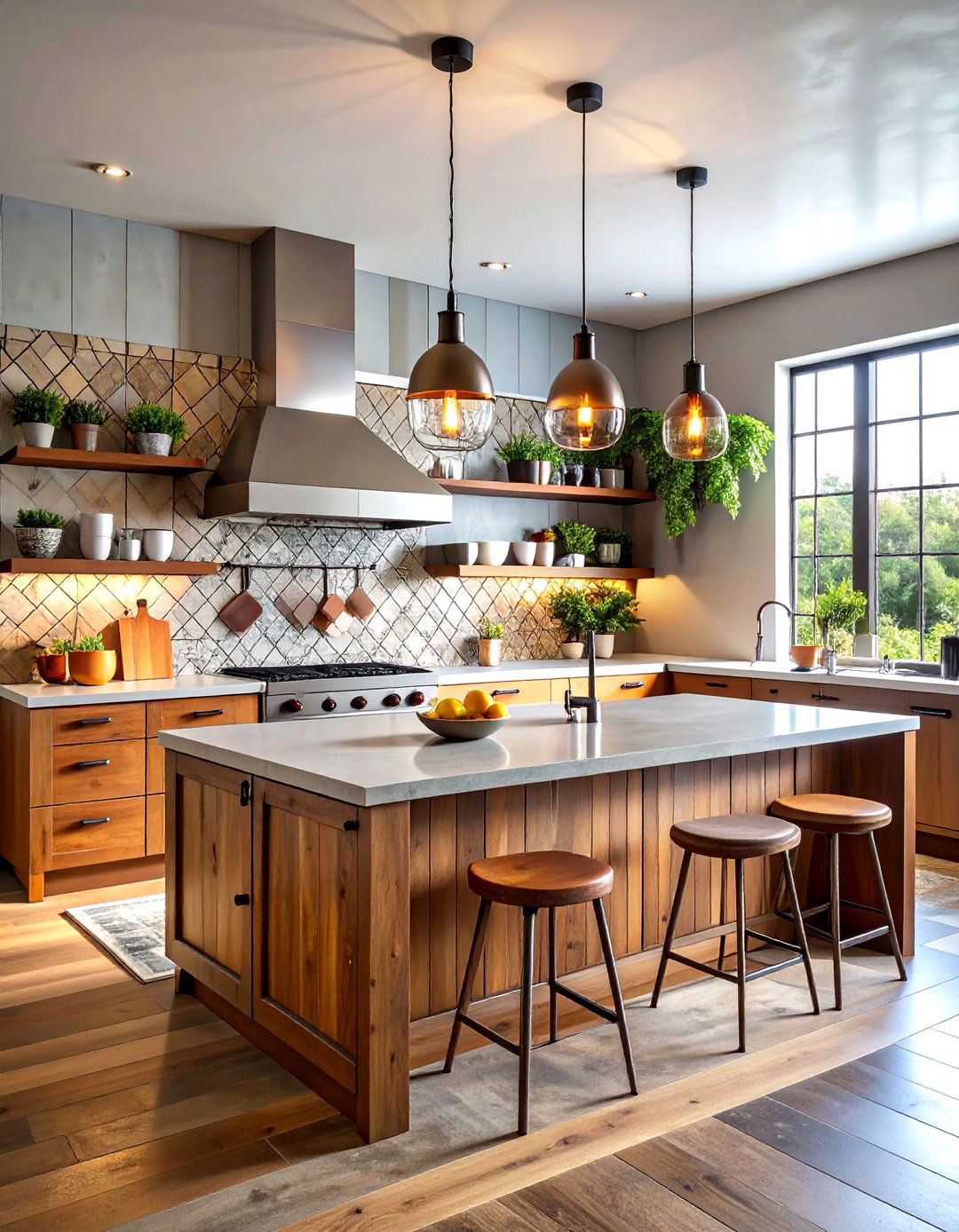 Mixed Metal Patchwork Rustic Backsplash - 20 Rustic Backsplash Ideas