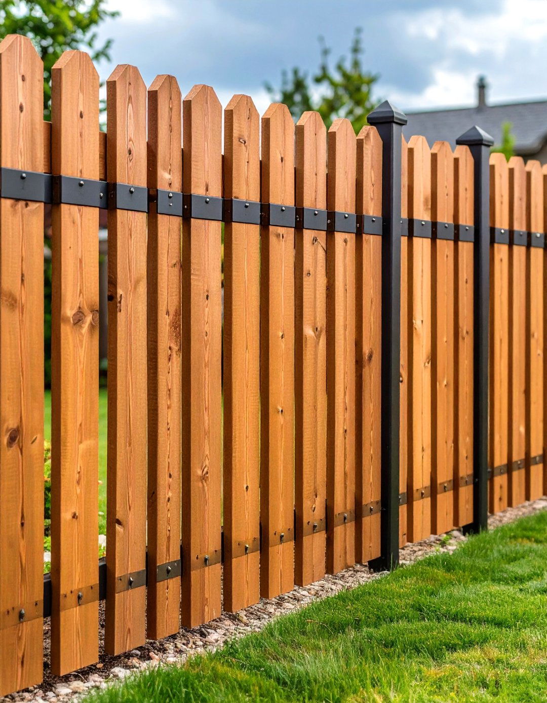 Mixed Metal and Wood Front Yard Fence - 20 Front Yard Fence Ideas