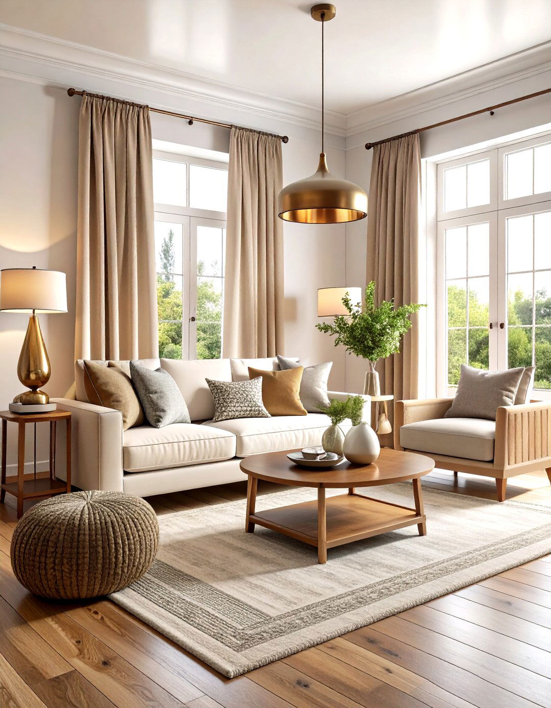Mixed Metallic Accents Warm the Living Room - 20 Cozy Living Room Ideas