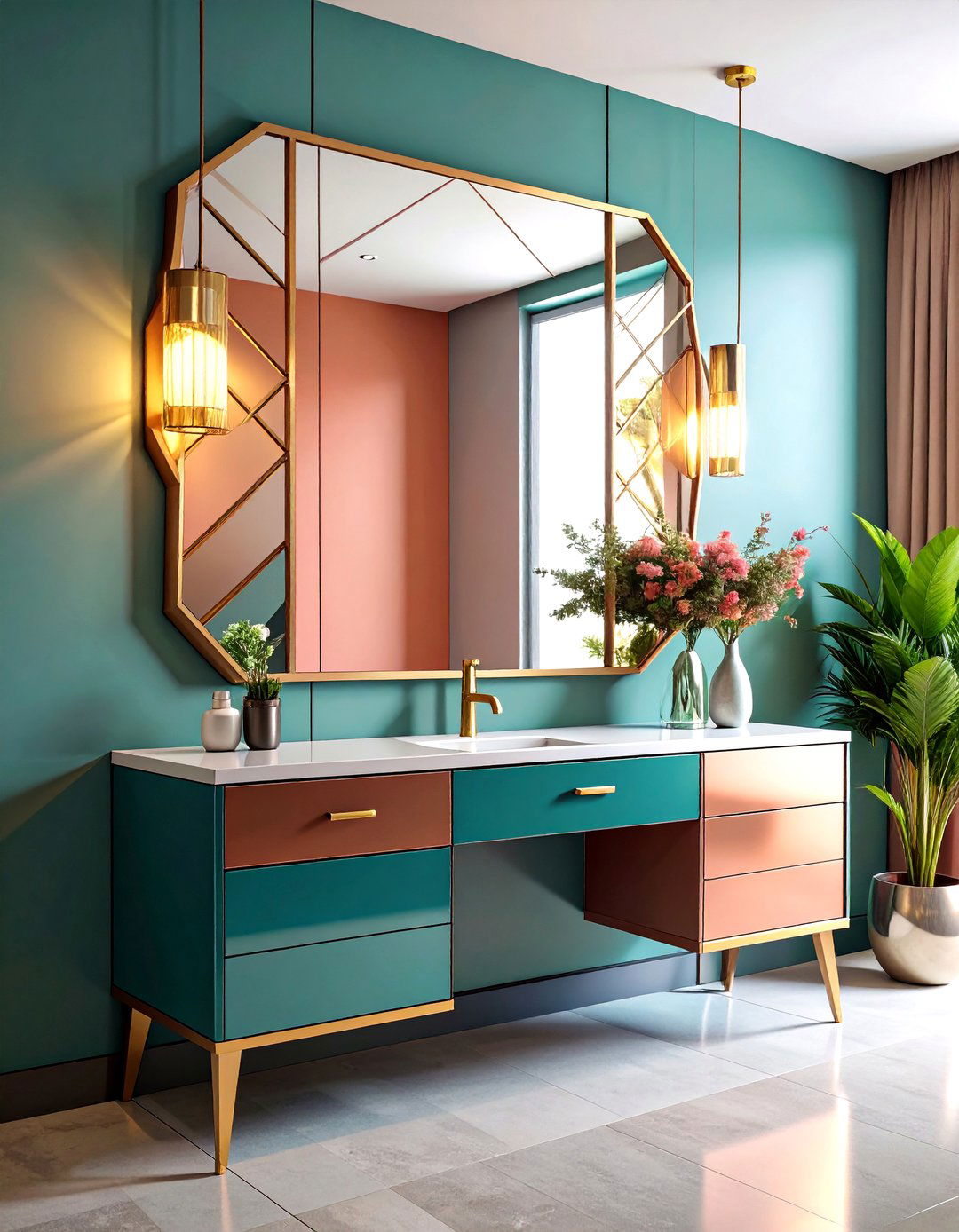 Mixed Metallic Accents - 20 Teen Bathroom Ideas