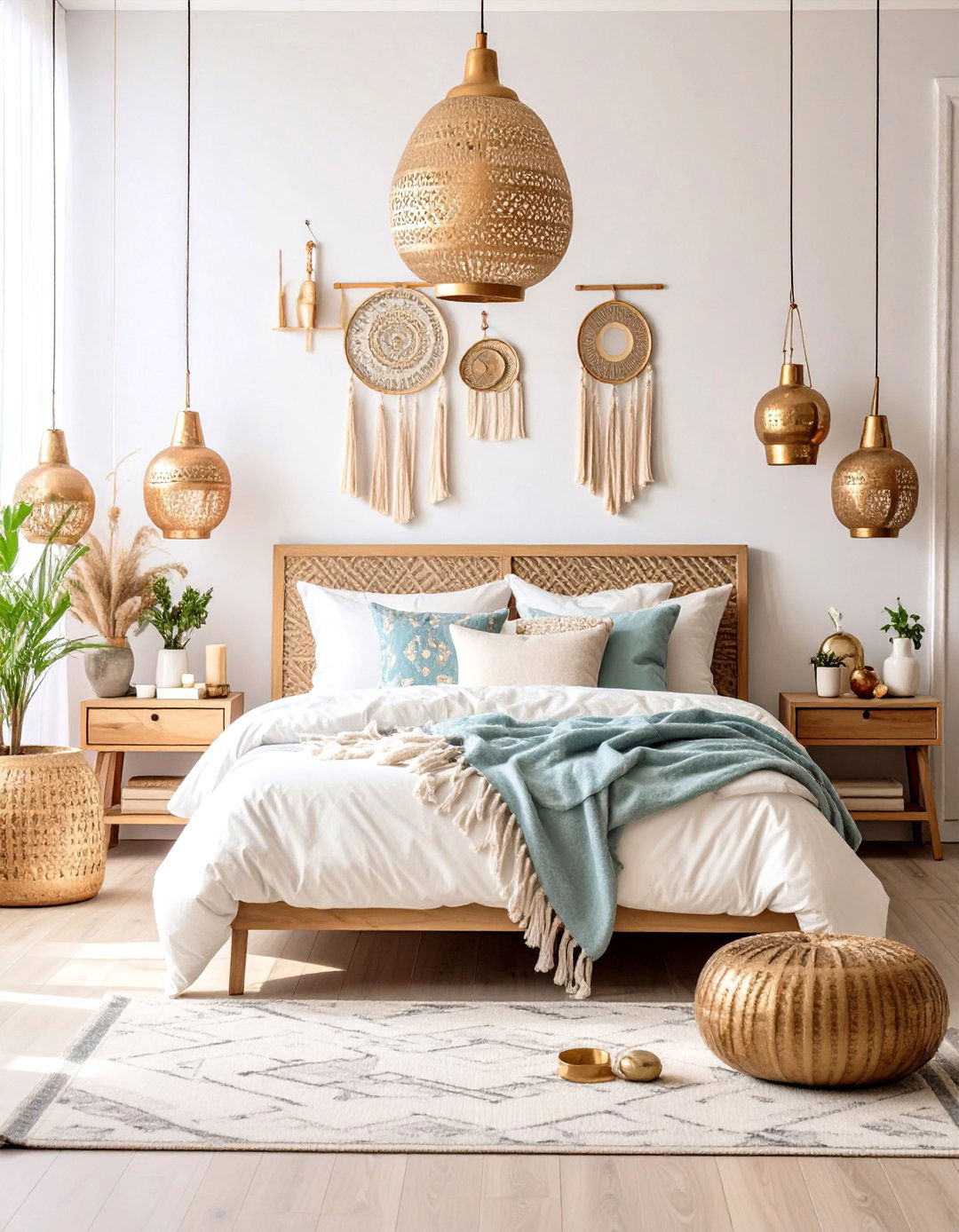 Mixed Metallic Boho Bedroom Accents - 20 Colorful Boho Bedroom Ideas