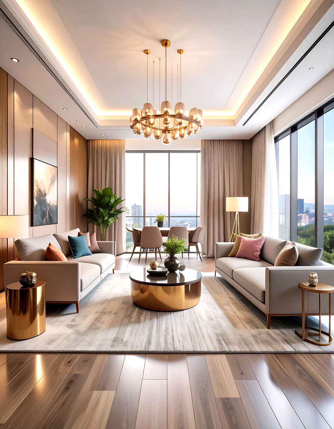 Mixed Metallic Textures for Depth - 20 Glam Living Room Ideas