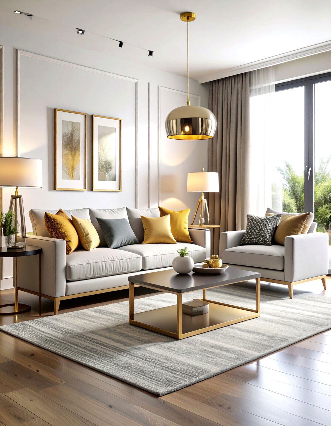 Mixed Metals Silver and Gold - 20 Silver Living Room Ideas