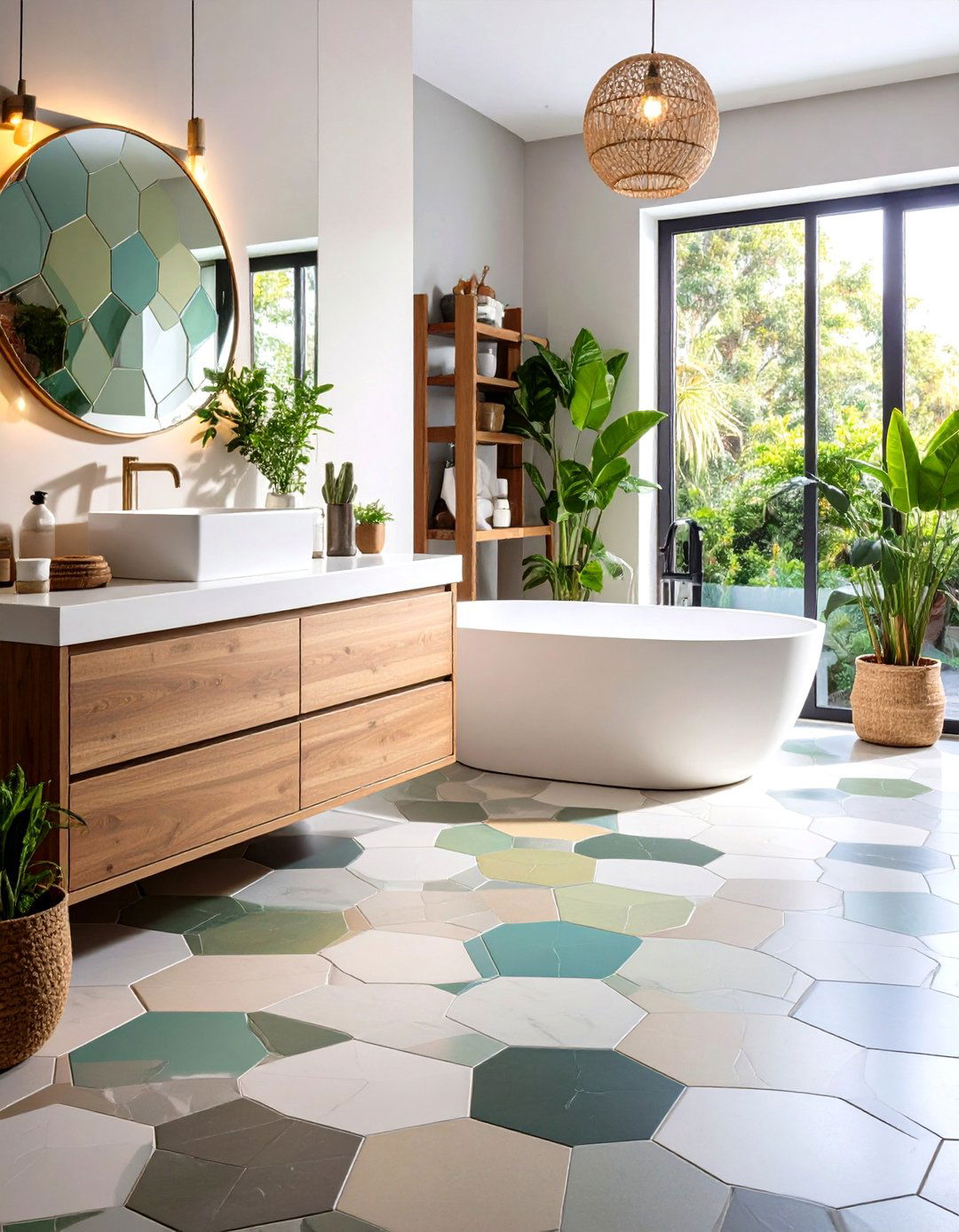 Mixed Pattern Hexagon Tiles for Custom Designs - 20 Hexagon Tiles Ideas for Bathrooms