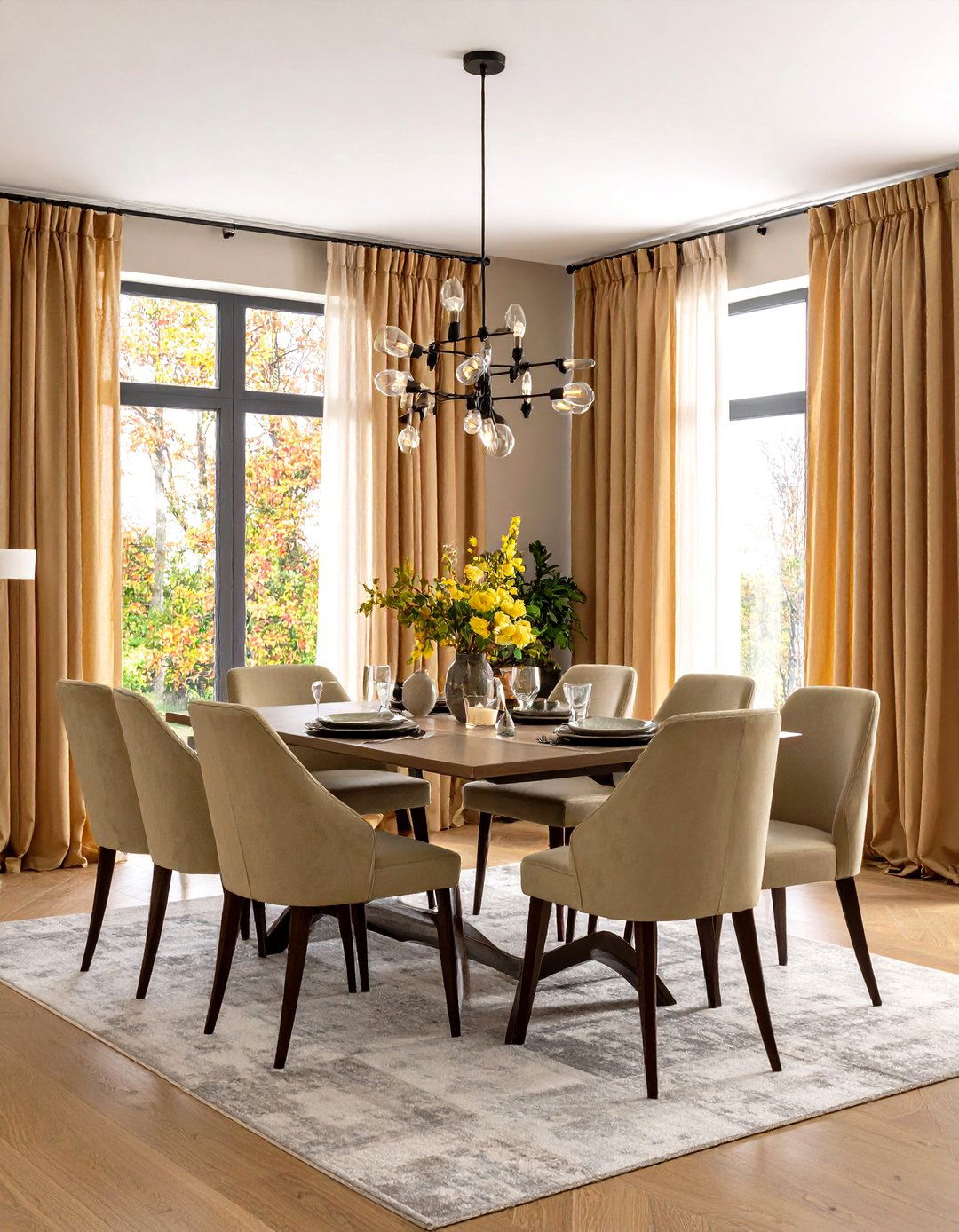 Mixed Sheer and Solid Dining Room Layers - 20 Dining Room Curtain Ideas