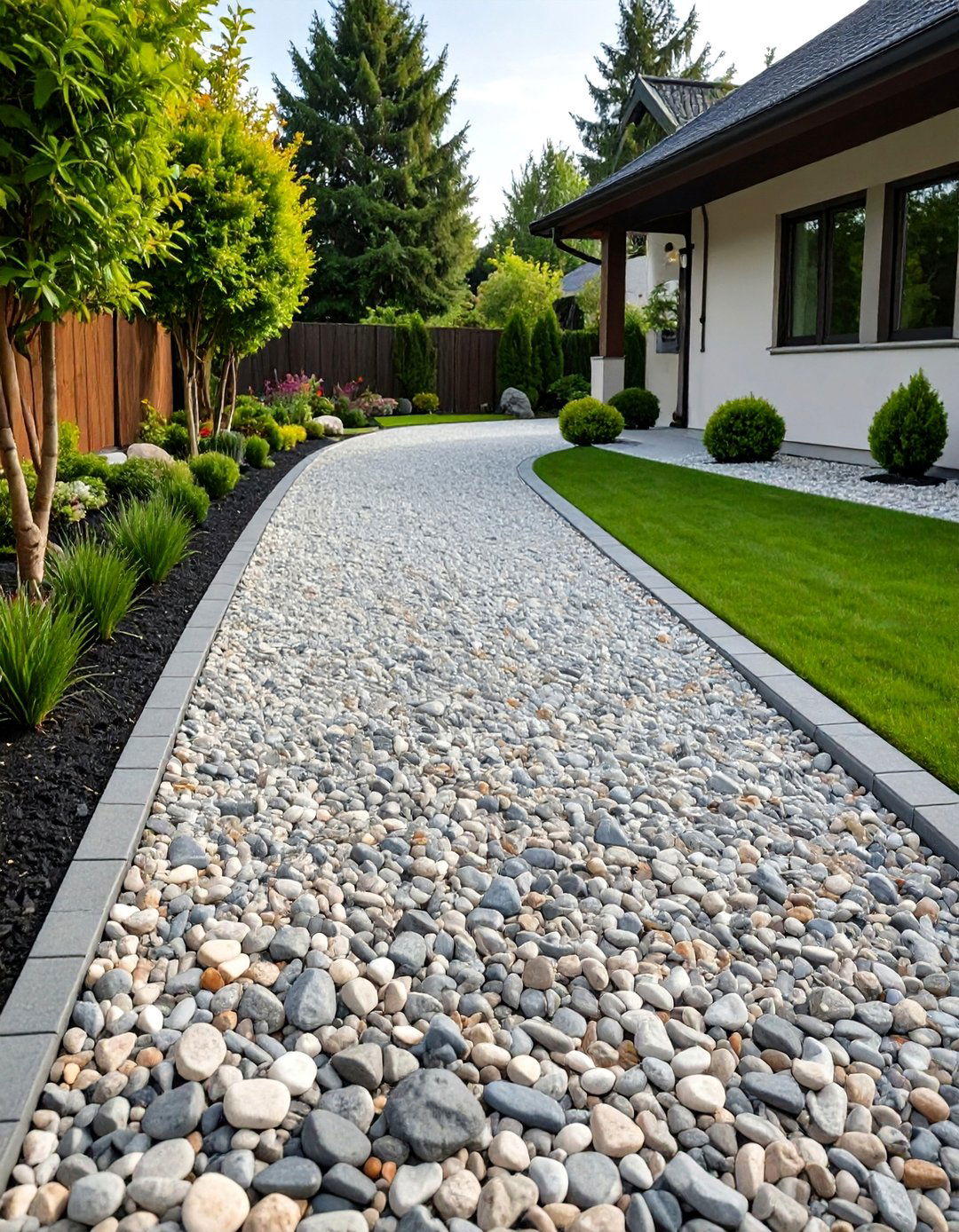 Mixed Size Angular Gravel for All Season Traction - 20 Gravel Driveway Ideas