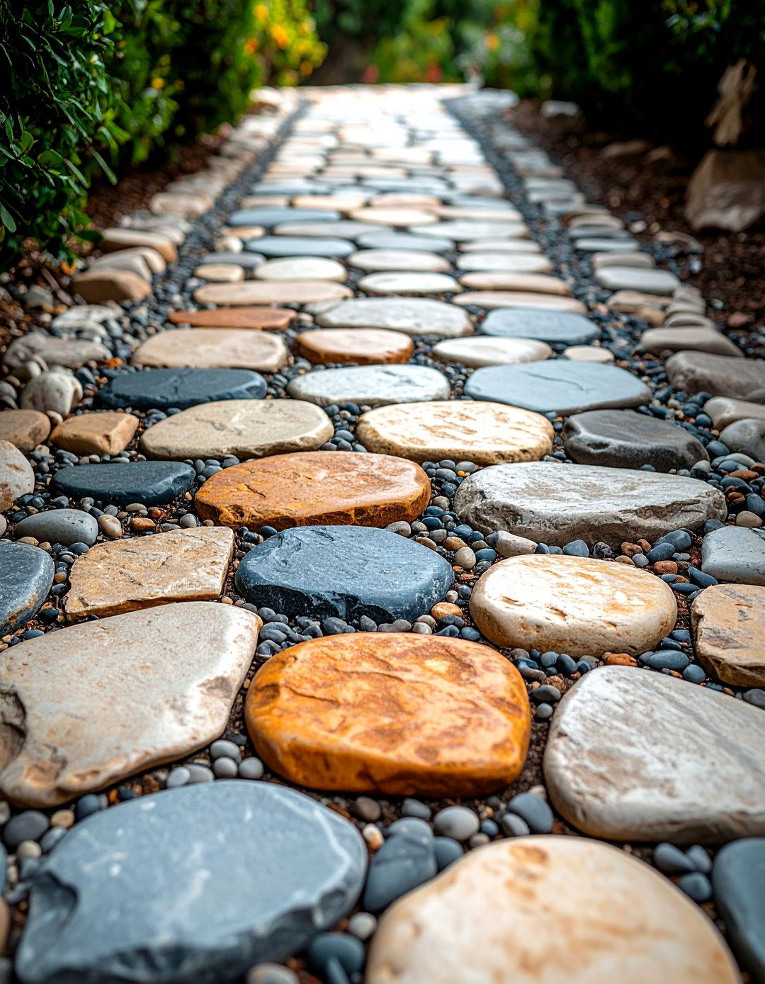 Mixed Size Natural Stone Path - 20 Stepping Stone Walkway Ideas