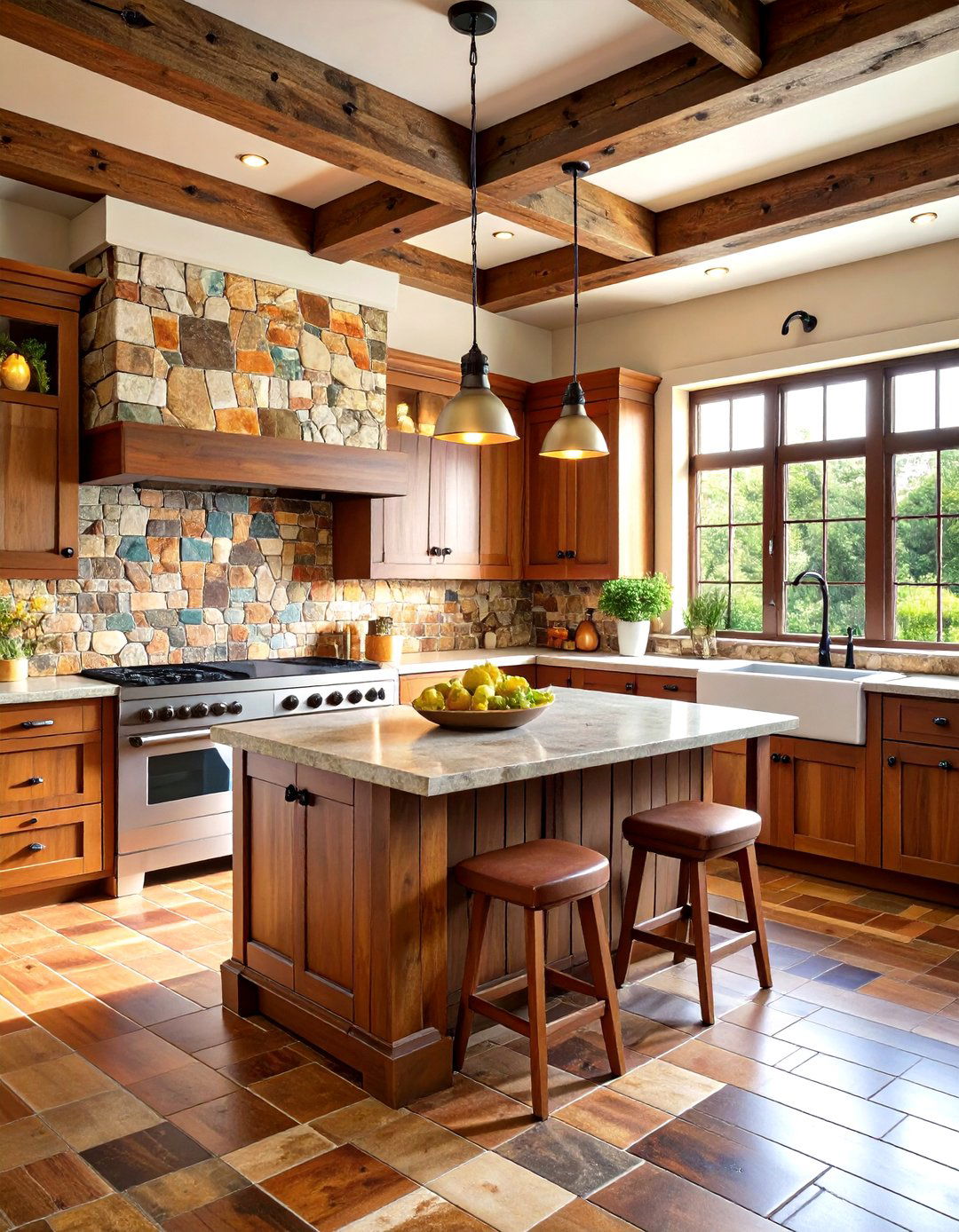 Mixed Stone Mosaic Rustic Backsplash - 20 Rustic Backsplash Ideas