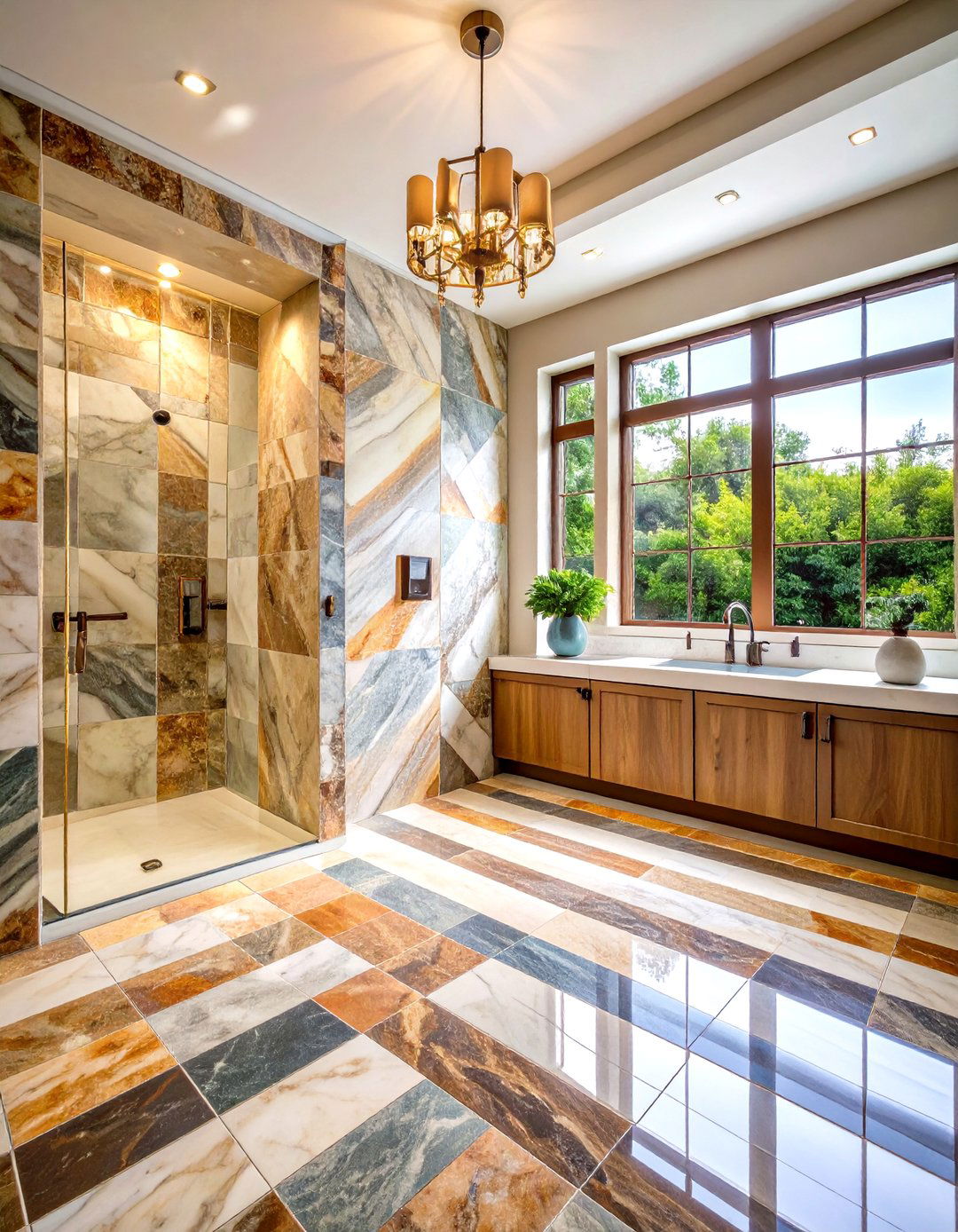 Mixed Stone Tiling Patterns - 20 Stone Shower Design Ideas
