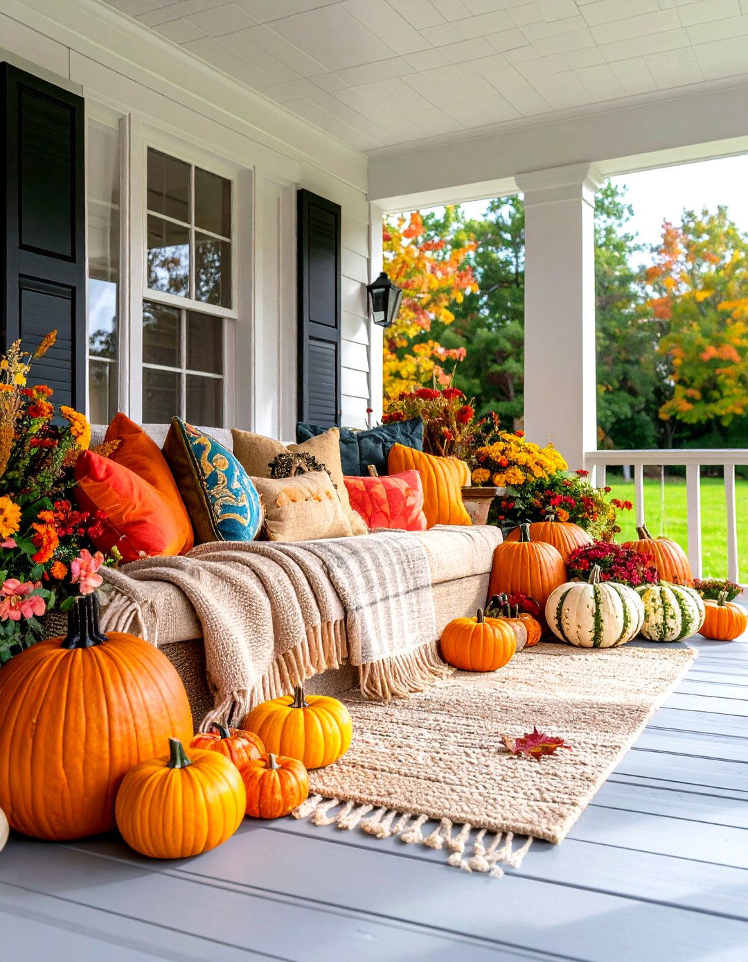 Mixed Texture Fall Porch Sensory Experience - 20 Fall Porch Decor Ideas