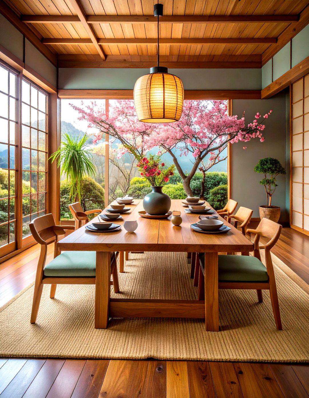 Mixed Texture Japanese Dining Room - 20 Japanese Dining Room Ideas