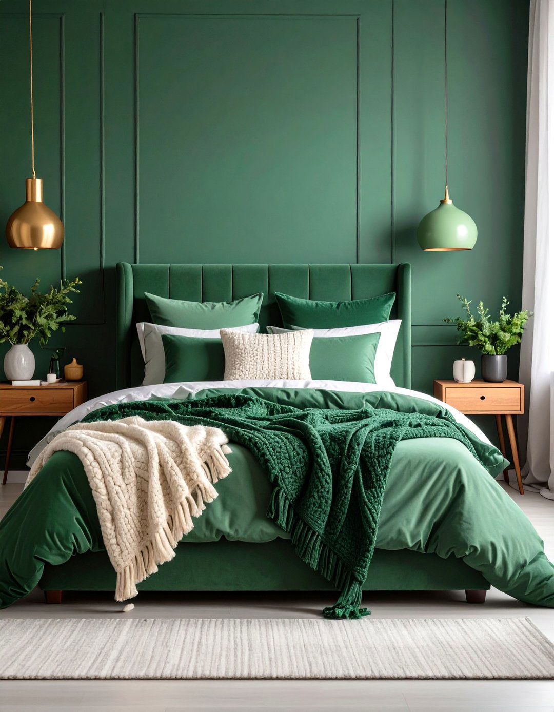 Mixed Textures in Emerald Green - 20 Emerald Green Bedroom Ideas