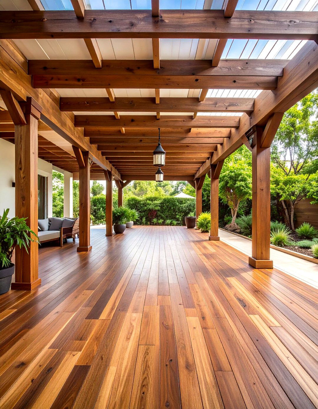 Mixed Width Hardwood Pergola Flooring - 20 Pergola Flooring Ideas