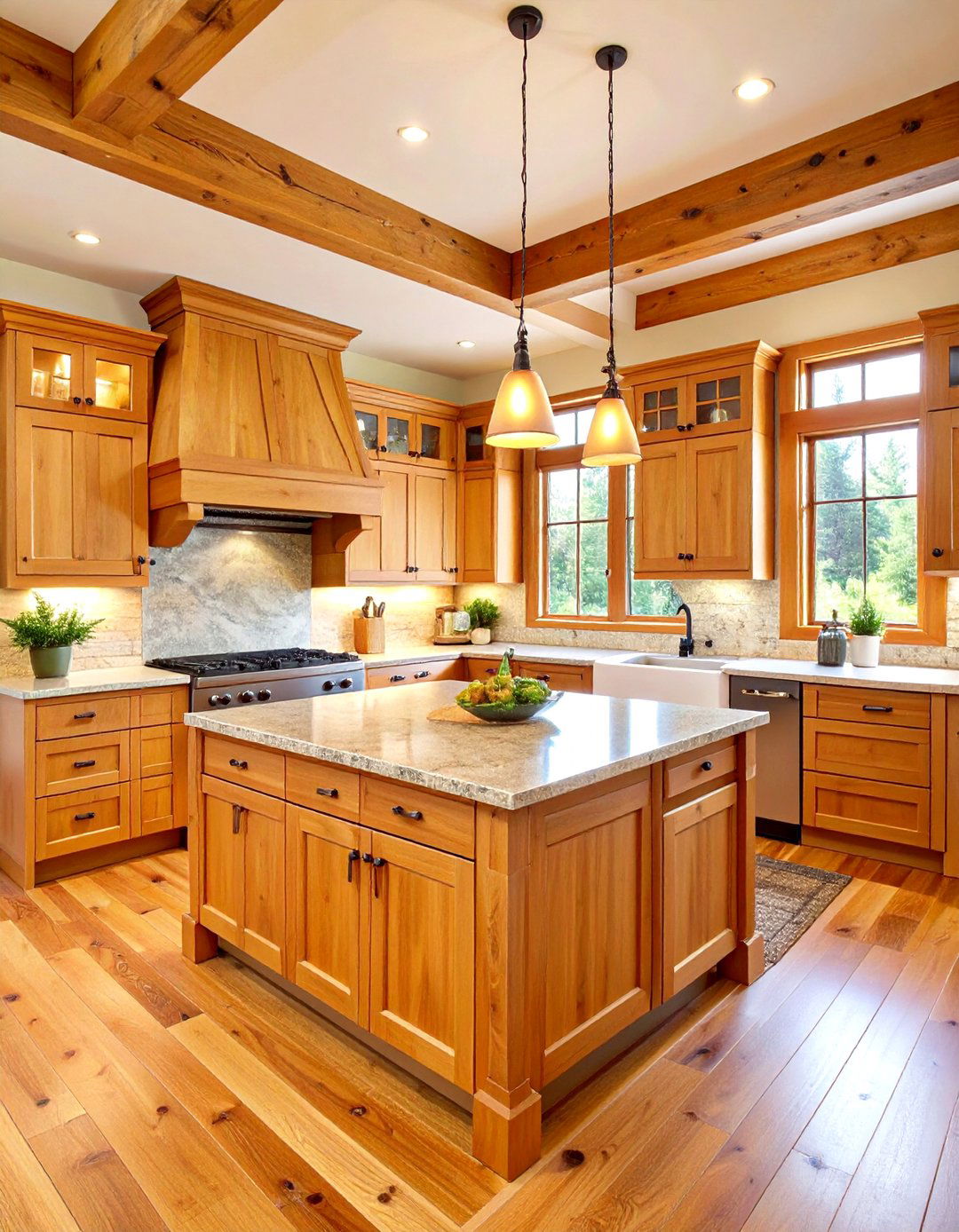 Mixed Wood Tone Log Cabin Kitchen - 20 Log Cabin Kitchen Design Ideas