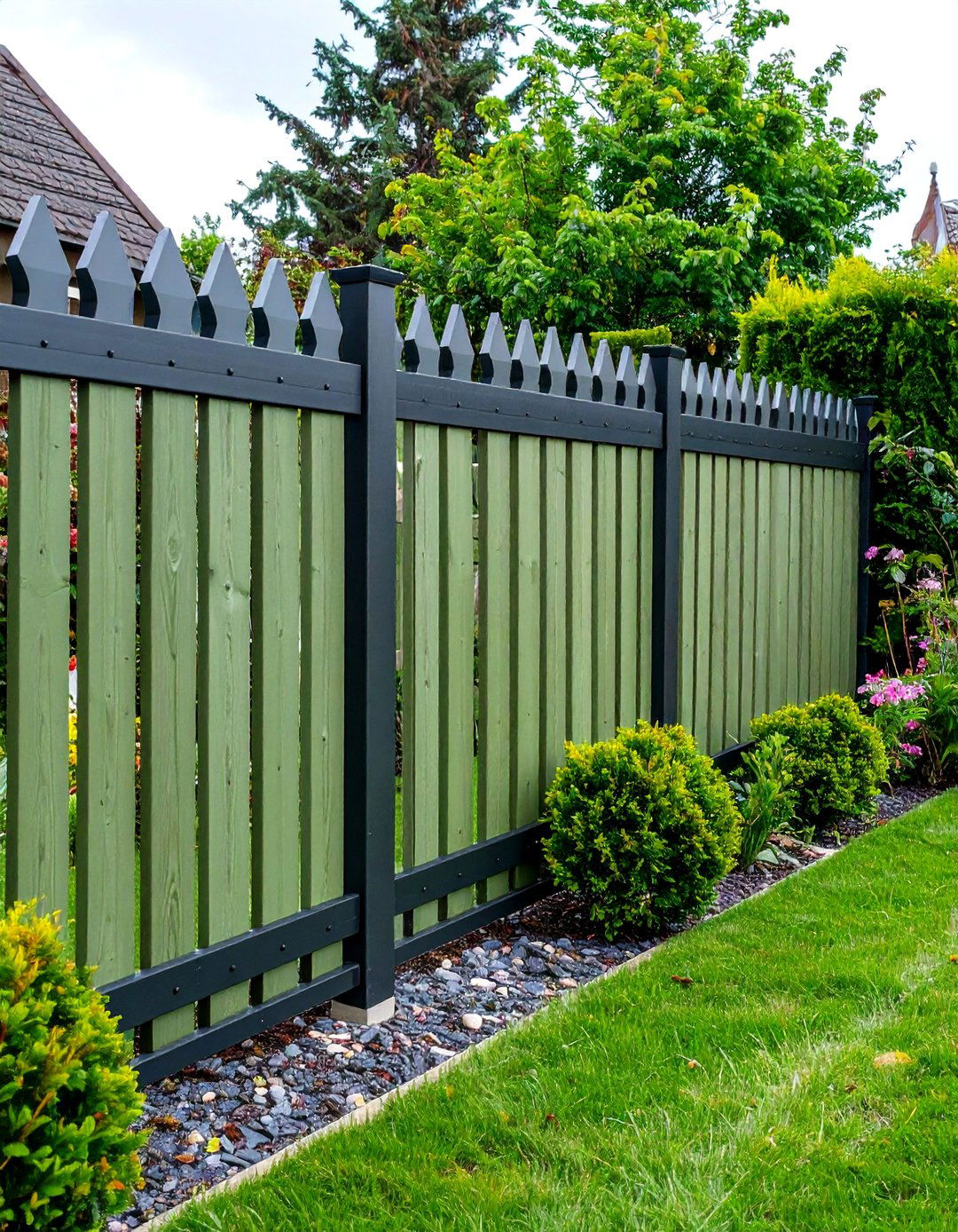 Mixed Wood and Metal Fence - 20 Sage Green Garden Fence Ideas