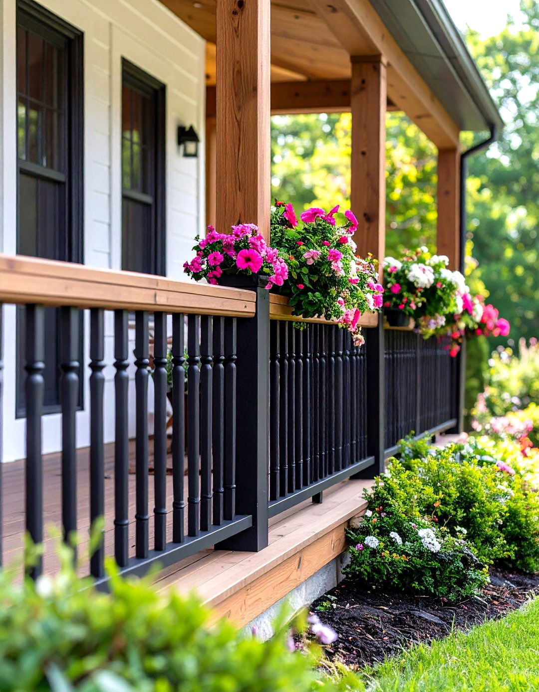 Mixed Wood and Metal Porch Railing - 20 Porch Railing Ideas