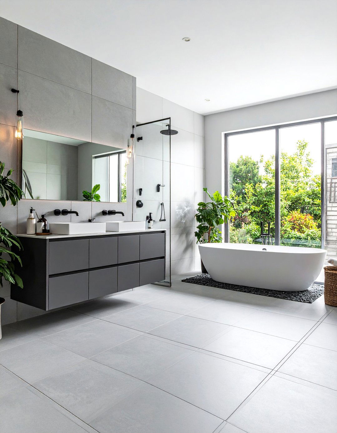 Mixing Glossy and Matte Grey Tiles for Depth - 20 Grey Tile Bathroom Ideas