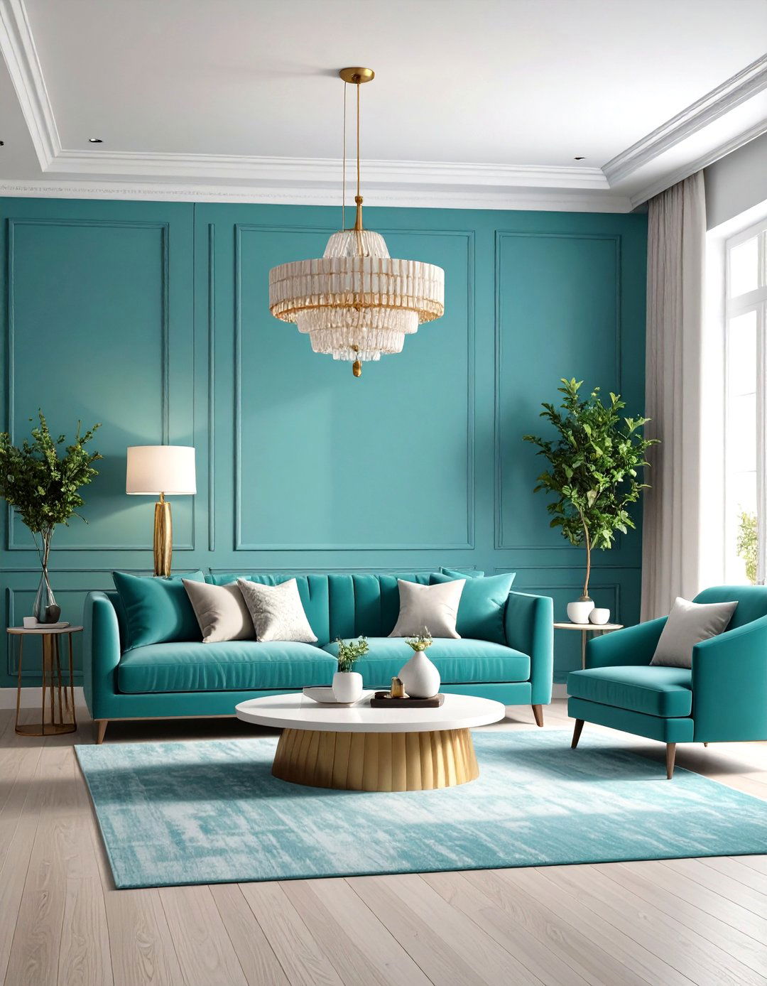 Mixing Turquoise Shades - 20 Turquoise Living Room Ideas