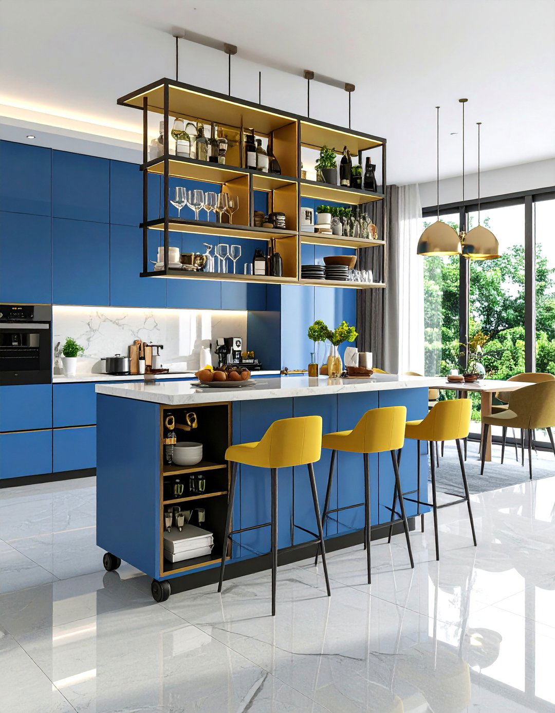 Mobile Bar Cart as Dining Surface - 20 Small Living Room Ideas With Tv and Dining Table