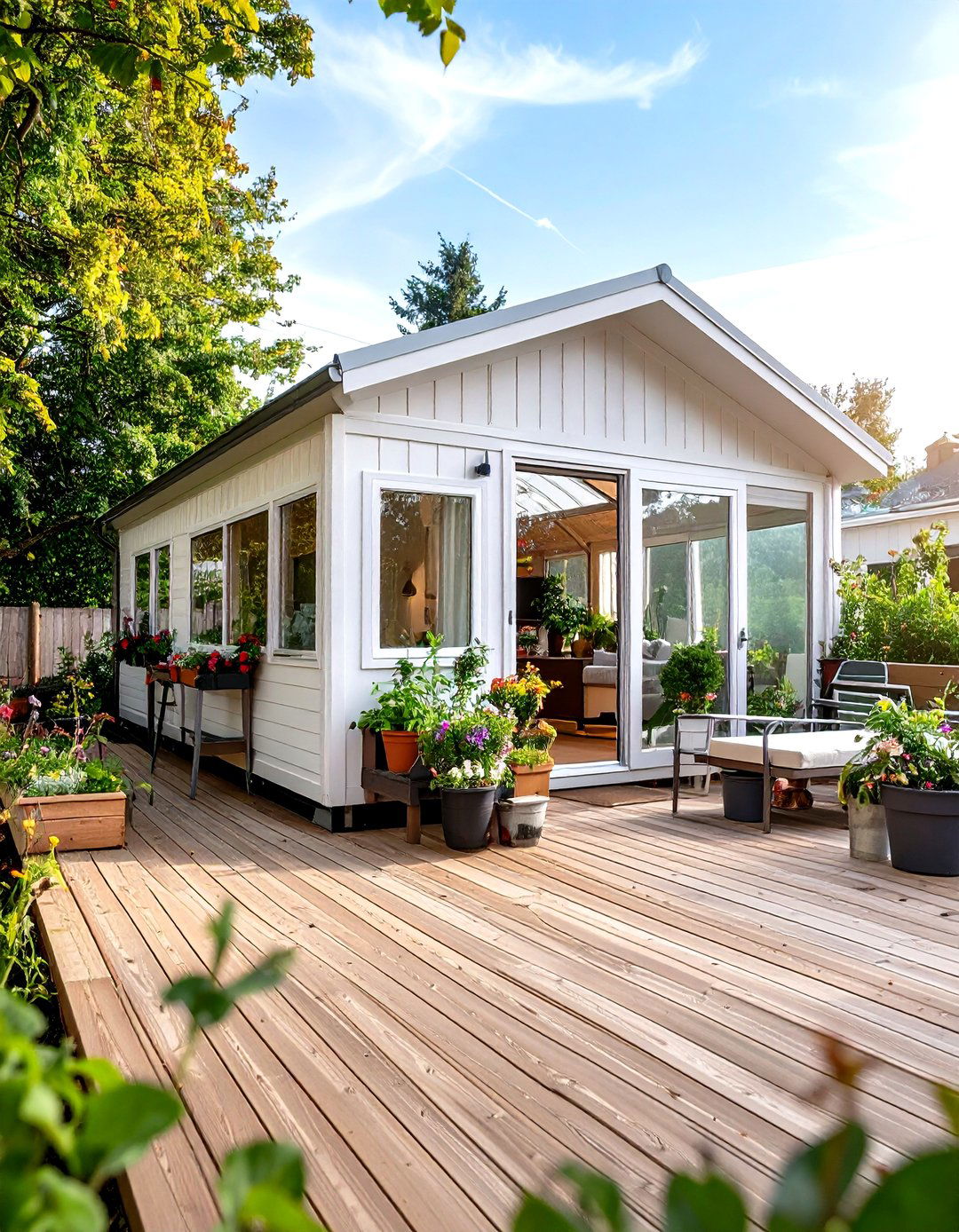 Mobile Home Deck with Greenhouse Extension - 20 Mobile Home Deck Ideas