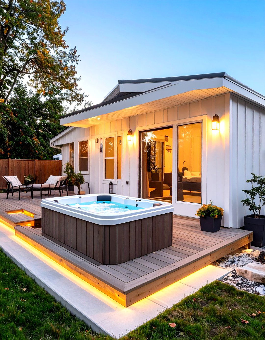 Mobile Home Deck with Hot Tub Integration - 20 Mobile Home Deck Ideas