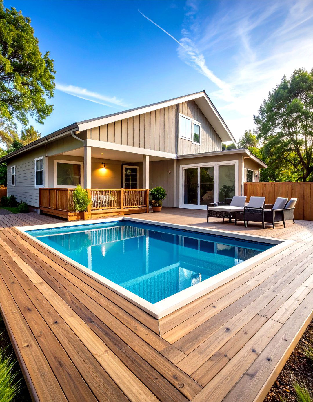 Mobile Home Deck with Pool Connection - 20 Mobile Home Deck Ideas