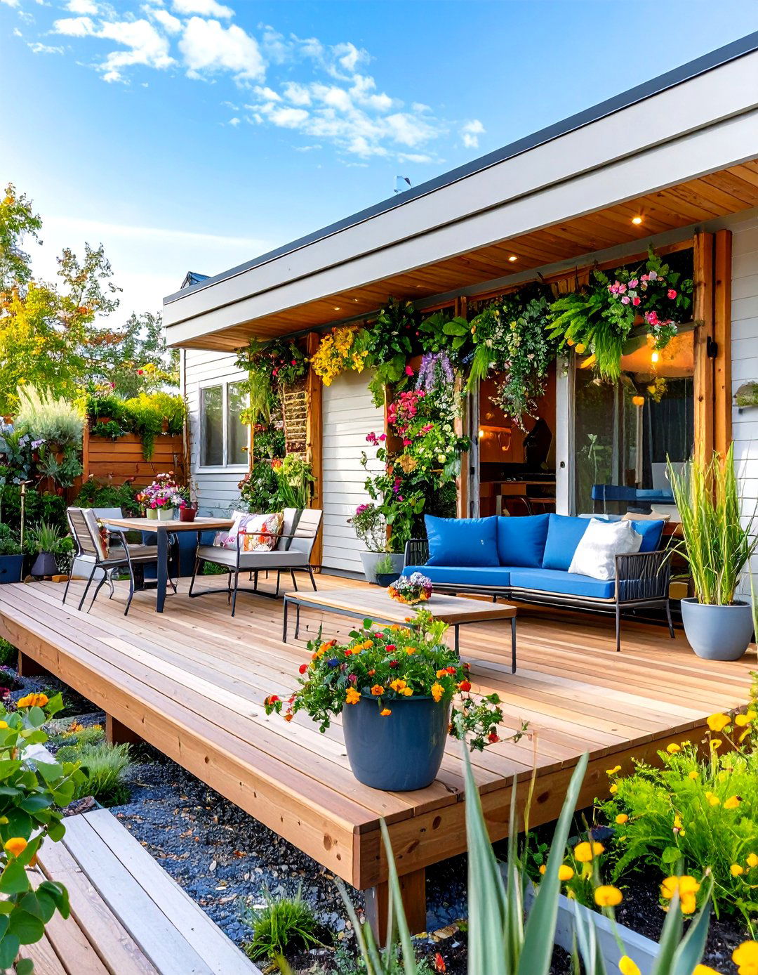 Mobile Home Deck with Privacy Screens and Vertical Gardens - 20 Mobile Home Deck Ideas