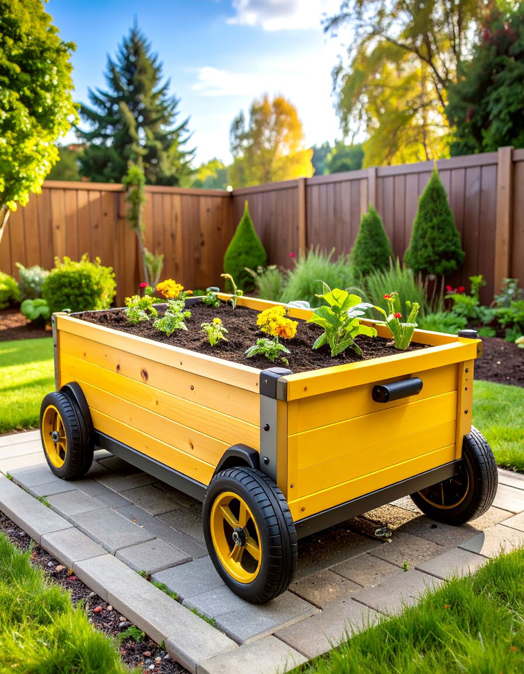 Mobile Raised Garden Bed with Caster Wheel System - 20 Raised Garden Bed Ideas