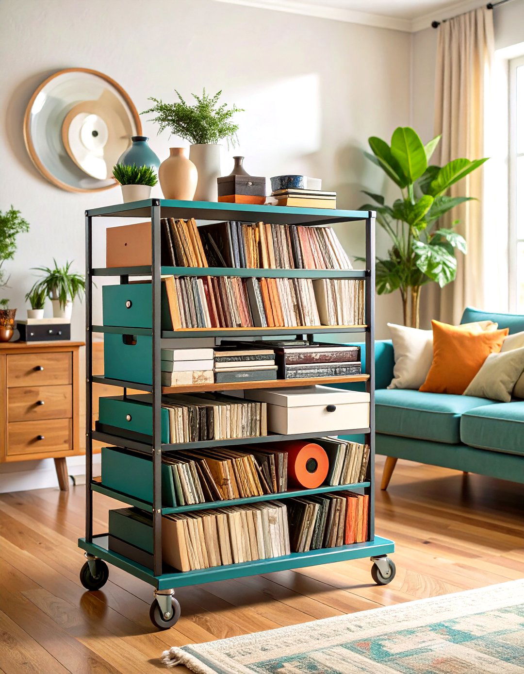 Mobile Record Cart - 20 Vinyl Record Storage Ideas