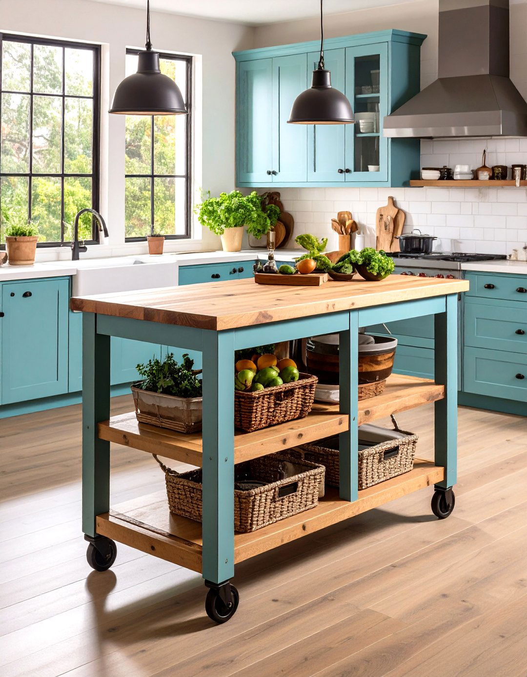 Mobile Rustic Kitchen Cart - 20 Rustic Kitchen Island Ideas