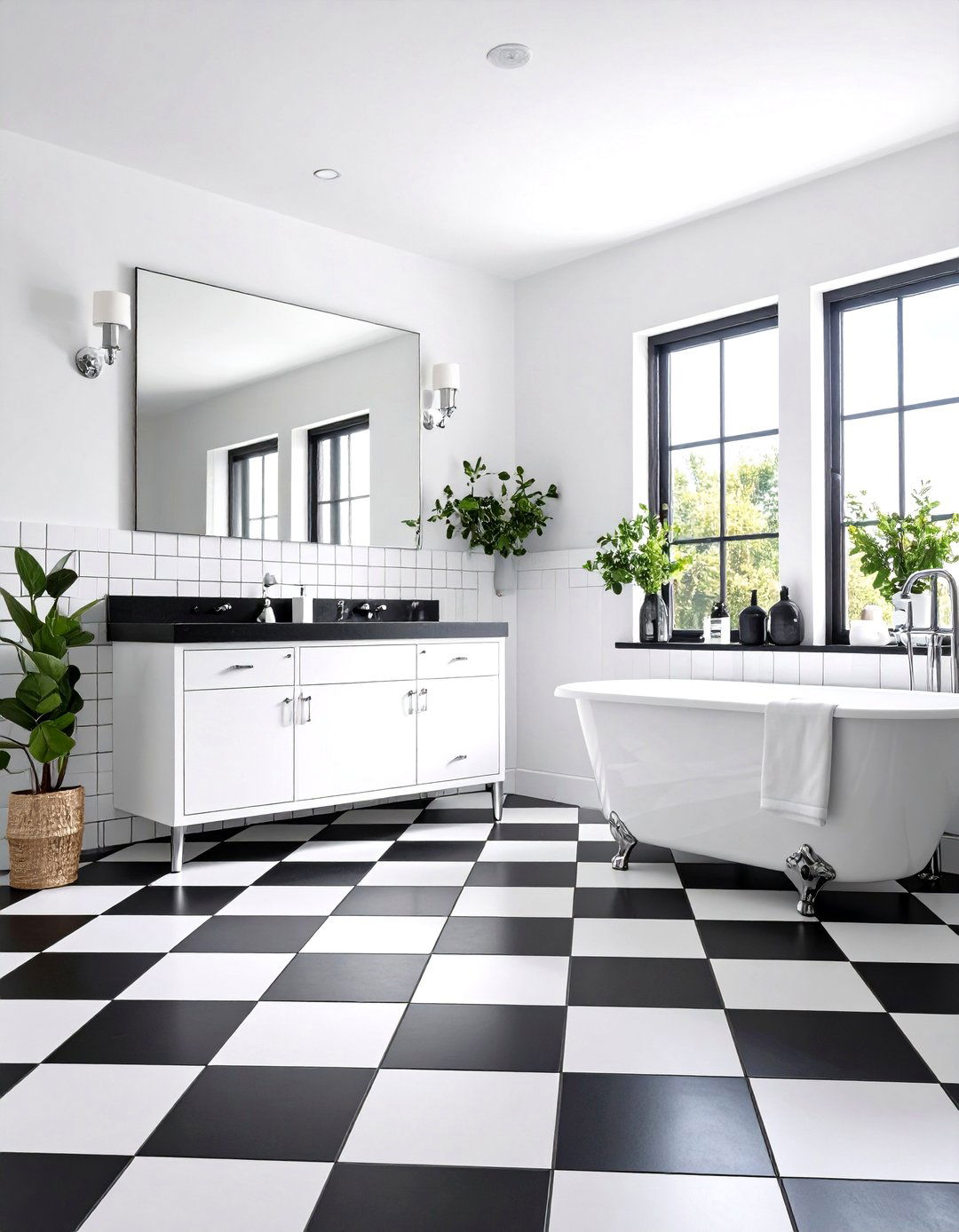 Mod Checkerboard Mid Century Modern Bathroom - 20 Mid-century Modern Bathroom Ideas