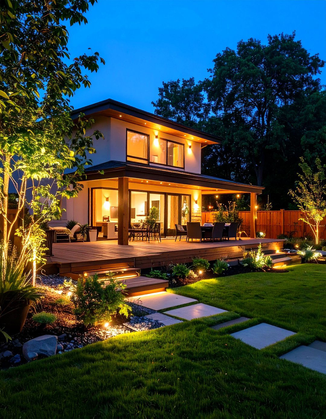 Modern Backyard Ambient Lighting Design Showcase - 20 Modern Backyard Ideas