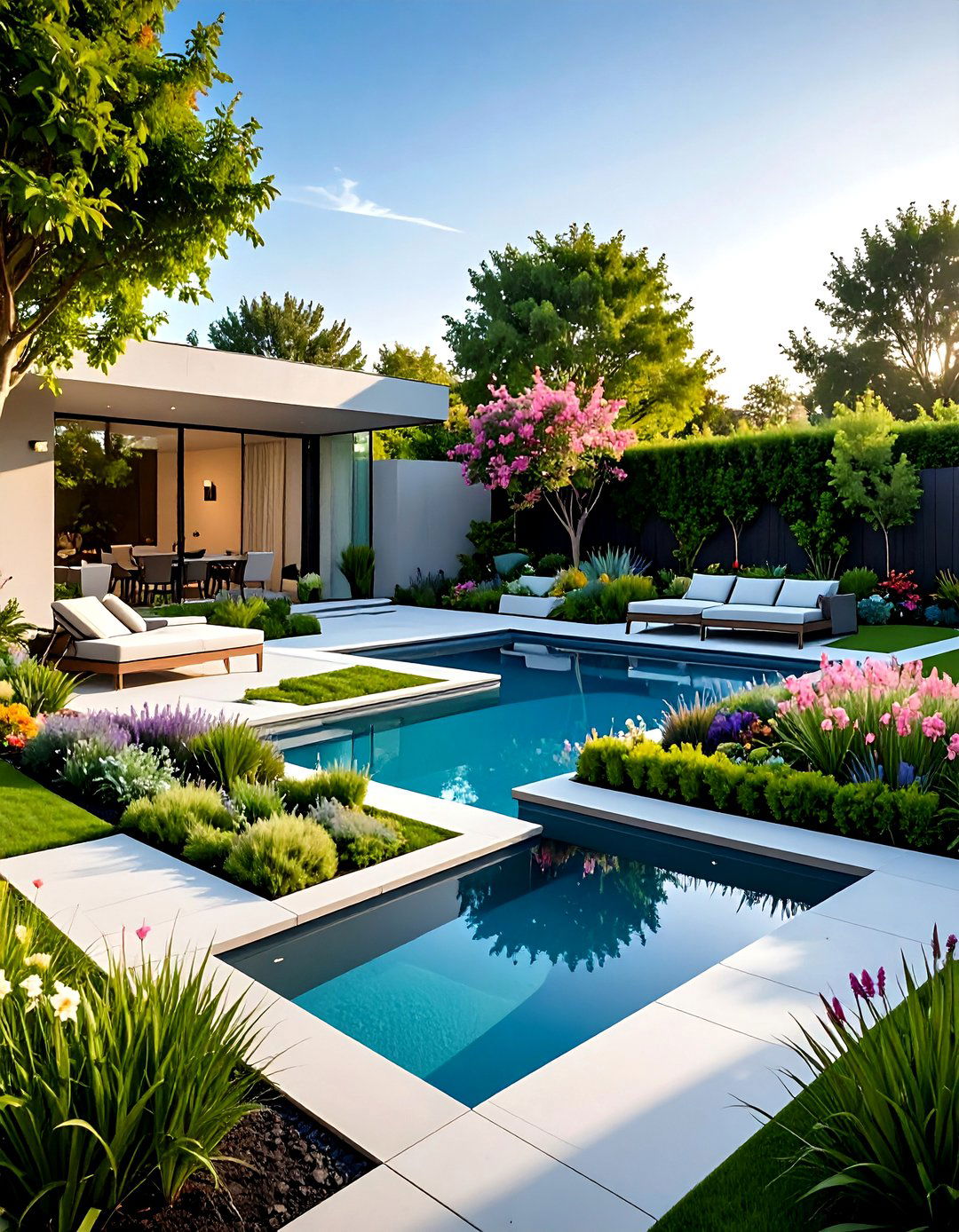 Modern Backyard Geometric Hardscape Design - 20 Modern Backyard Ideas