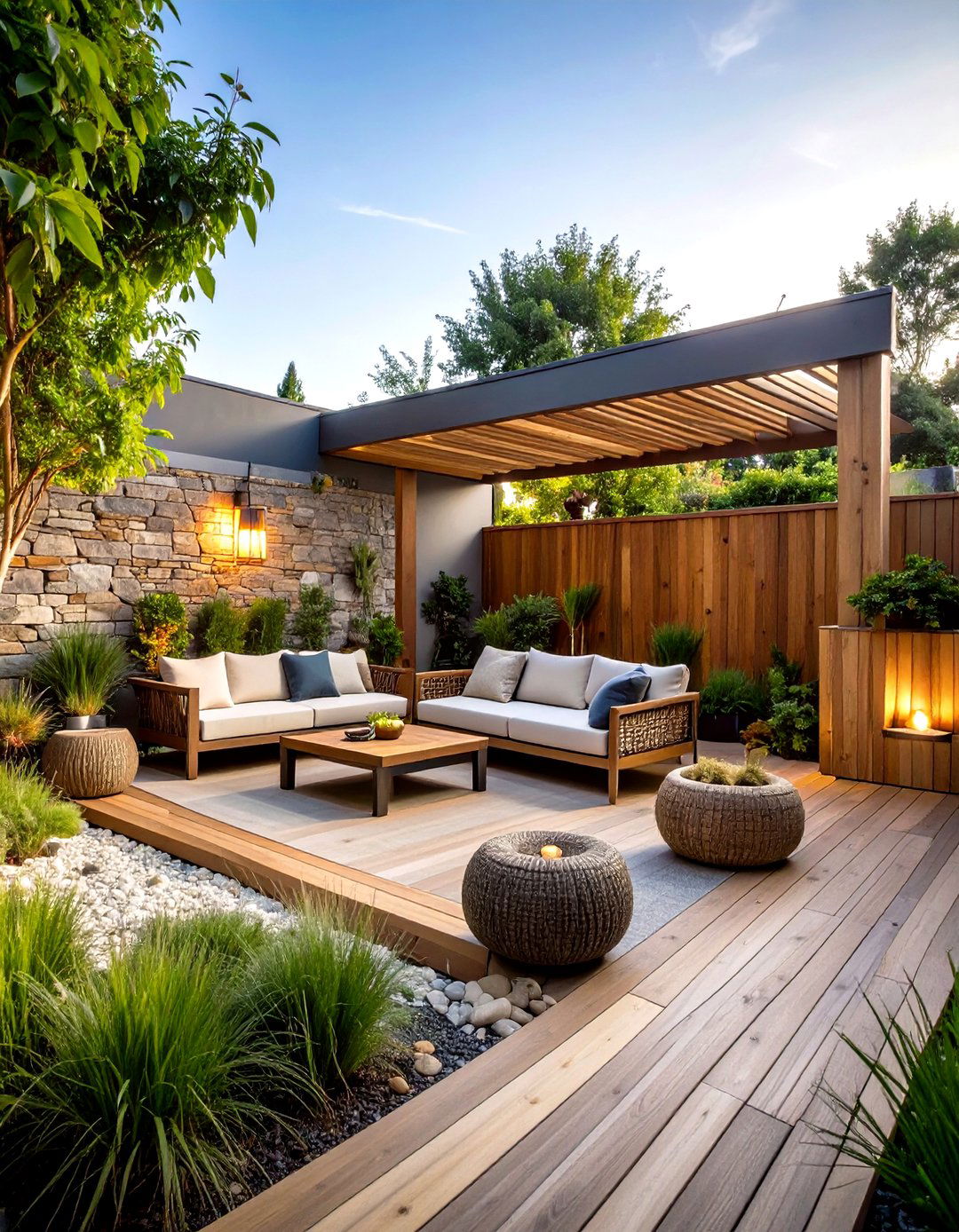 Modern Backyard Natural Material Fusion - 20 Modern Backyard Ideas