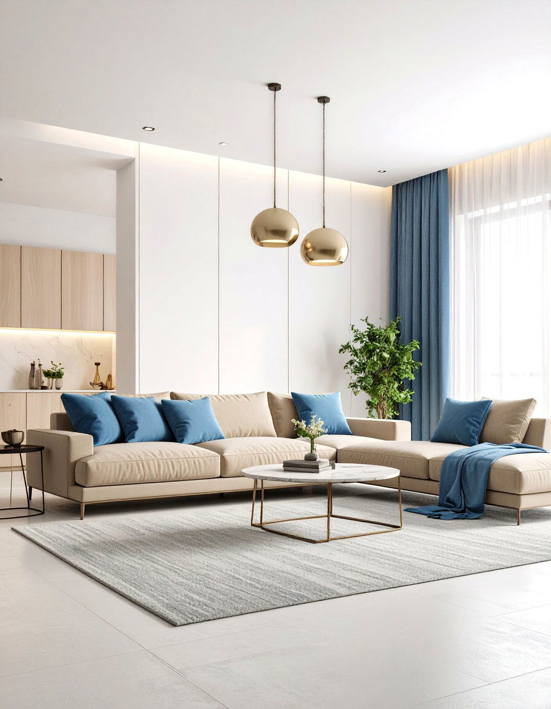 Modern Blue and Beige Living Room Minimalism - 20 blue and beige living room ideas