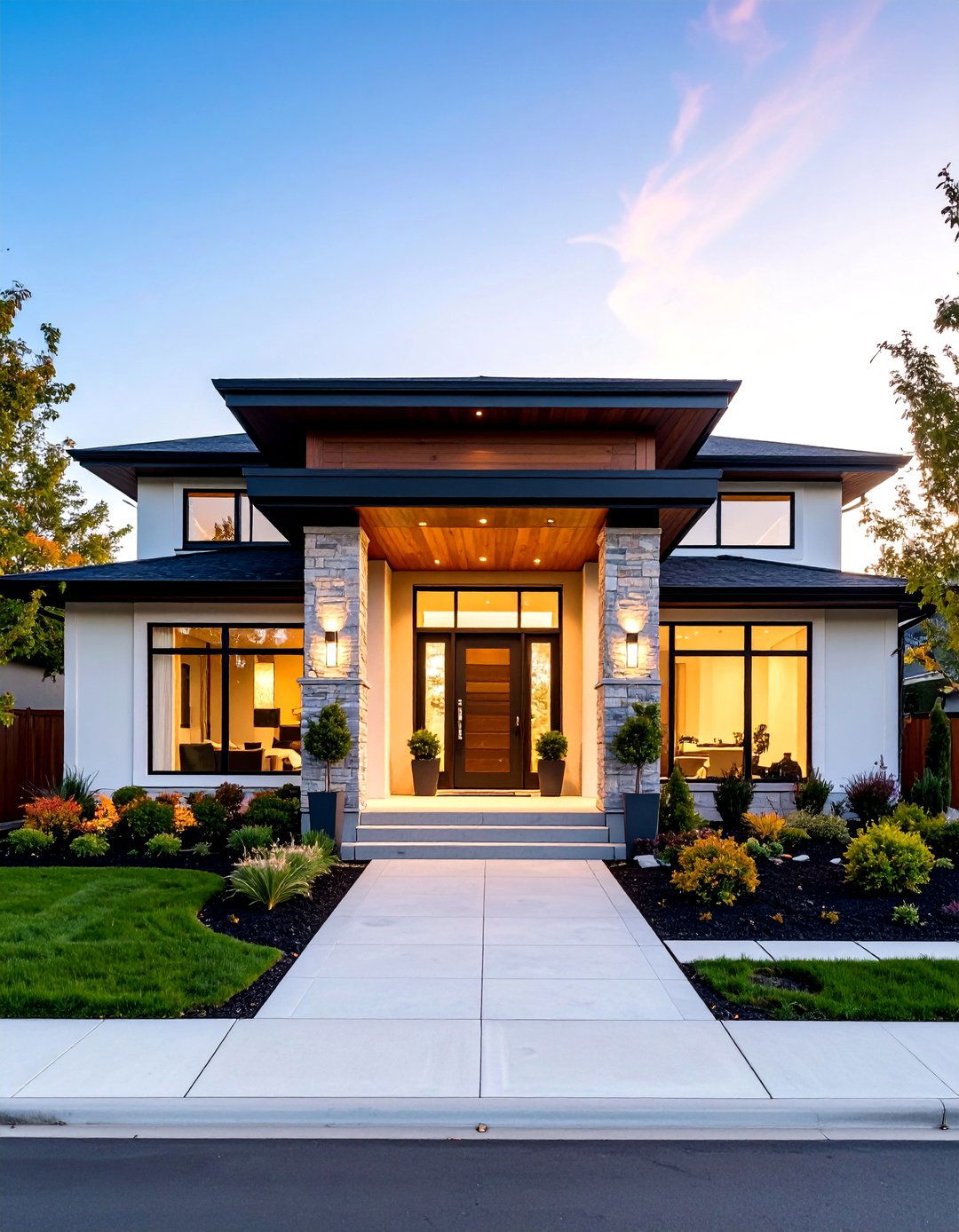Modern Brick Houses with Stone Column Accents - 20 Brick Houses With Stone Accents
